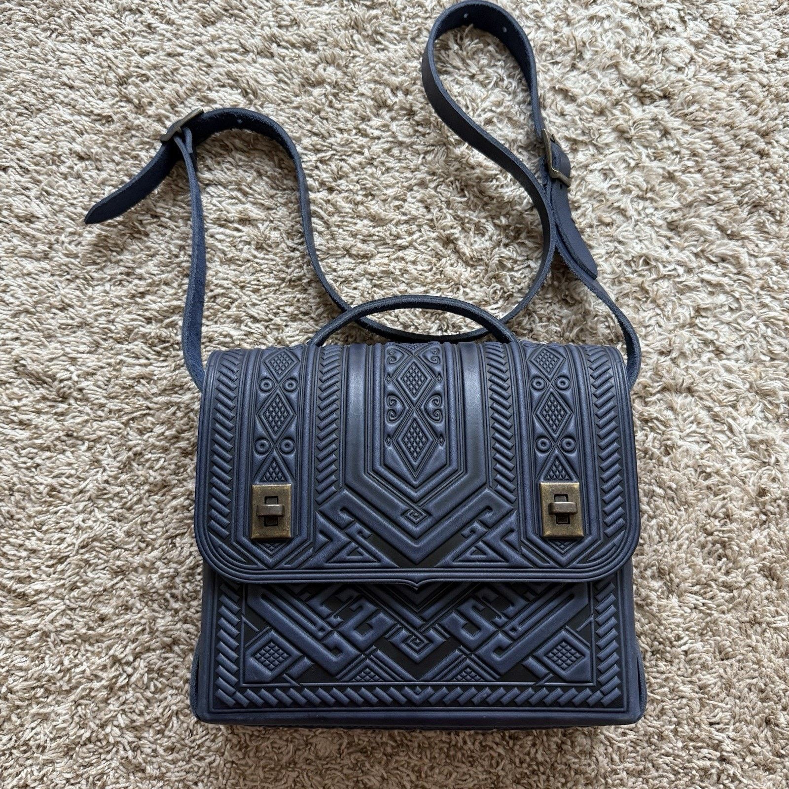 Other $175 Lymar Blue Leather Bag Purse Satchel Briefcase Style Size ONE SIZE - 1 Thumbnail