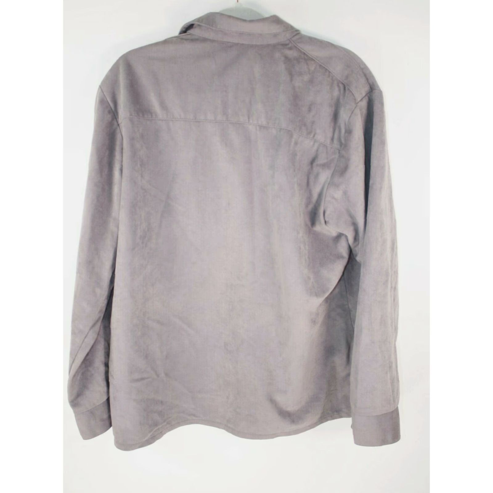 Farah Farrah Chammied Long Sleeve Button-Up Shirt Mens Casual Gray L Pocketed Solid Cotton Polyester Size US L / EU 52-54 / 3 - 3 Thumbnail