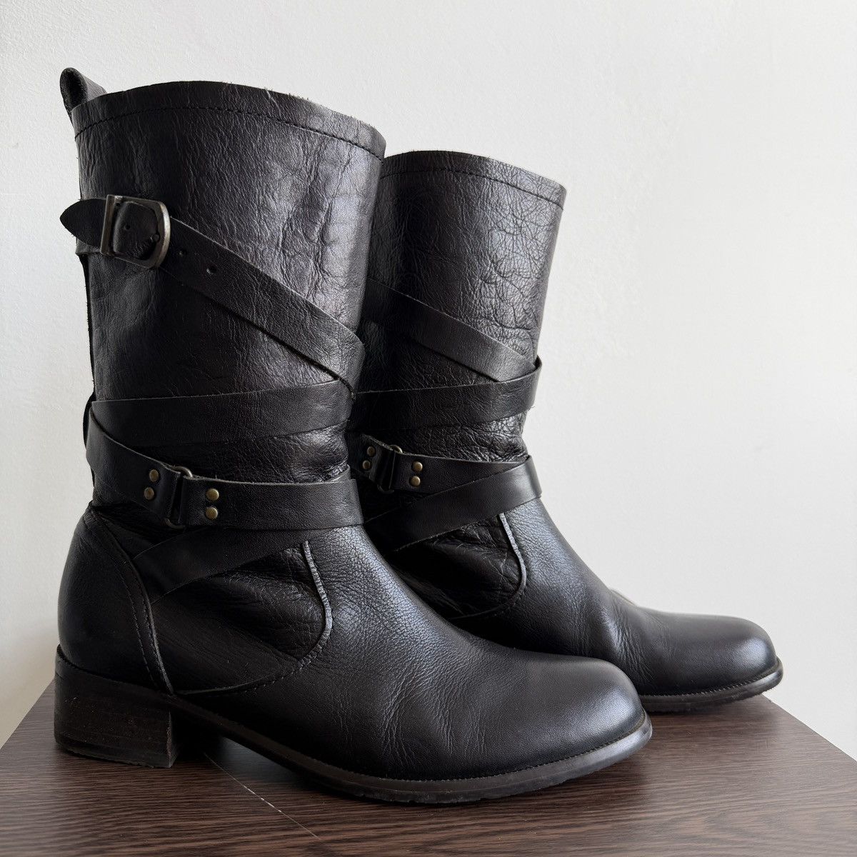 Genuine Leather Ann Demeulemeester Inspired Buckle Strap Boots Size US 5.5 / IT 35.5 - 1 Thumbnail