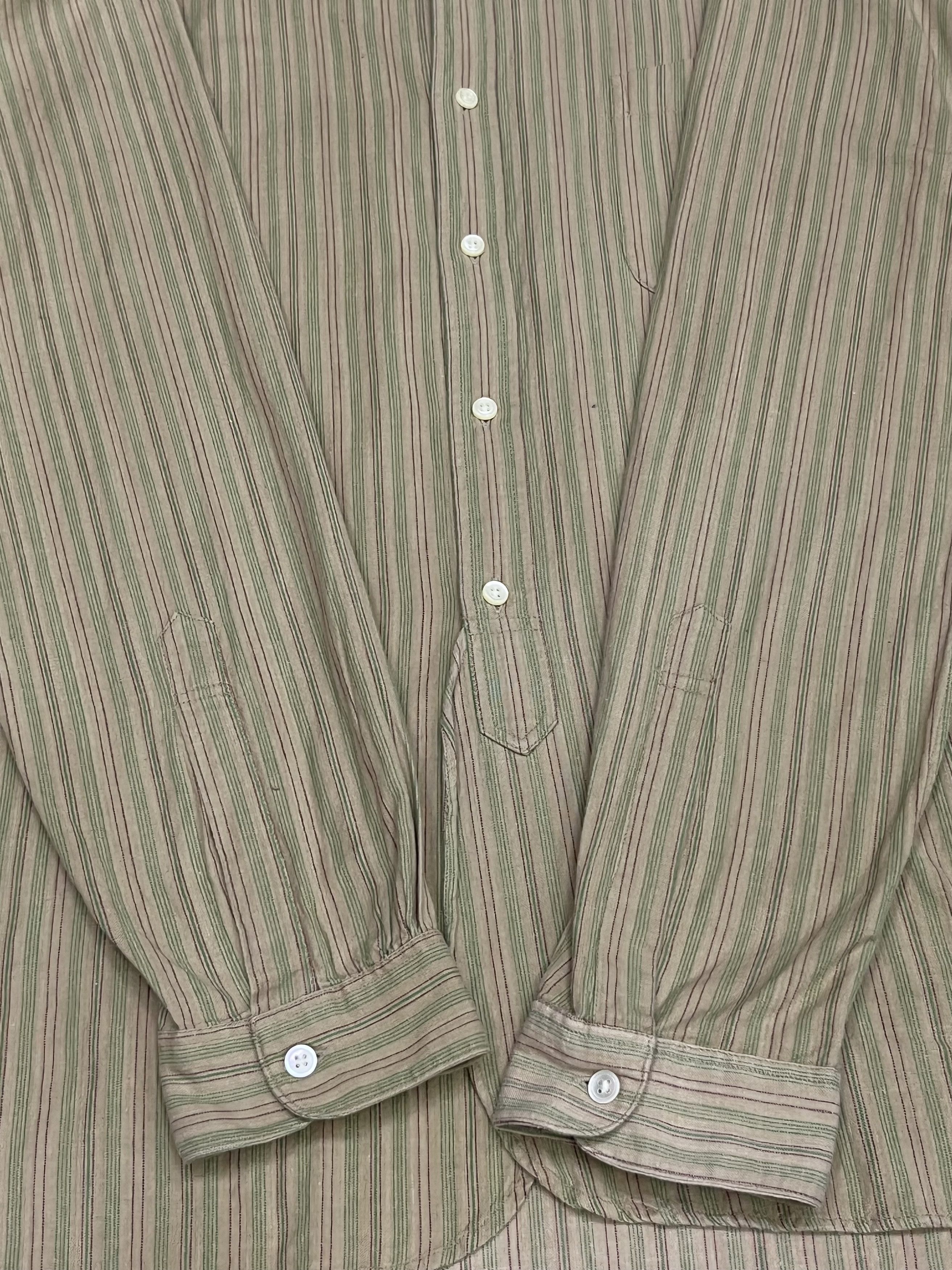 Nepenthes 🔥Vtg Nepenthes New York Pinstripe Mandarin Collar Shirt USA Size US L / EU 52-54 / 3 - 4 Thumbnail