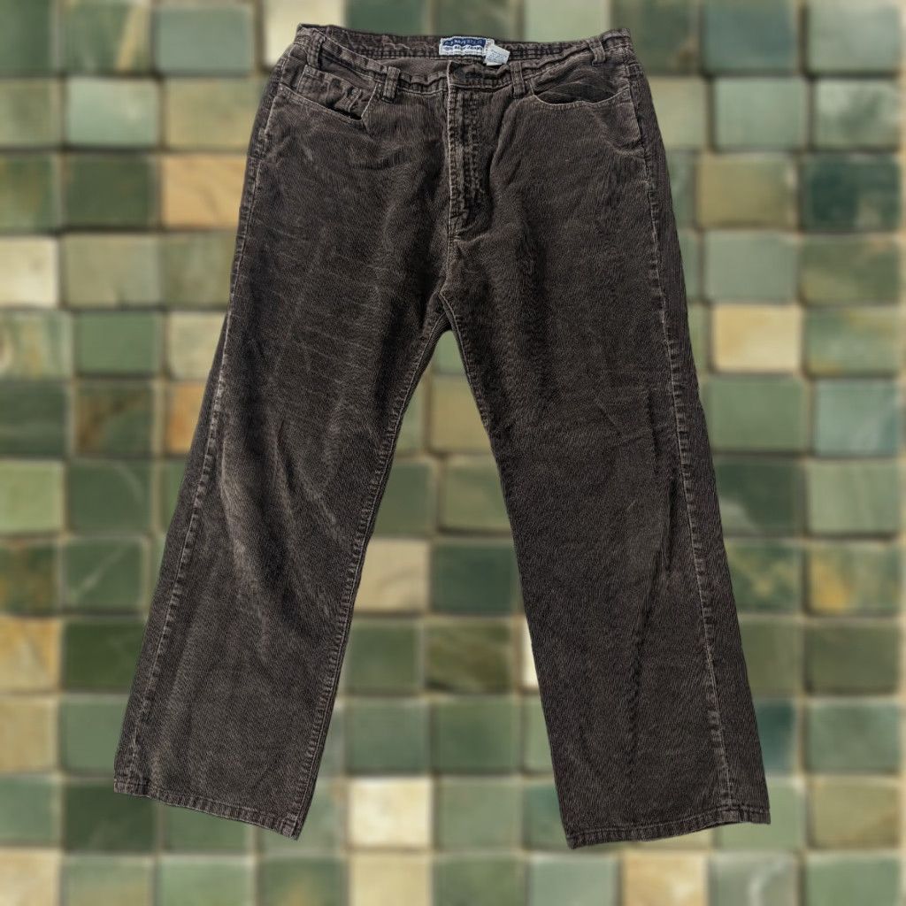 Old Navy VINTAGE Old Navy Pants 36x30 Brown Corduroy Wide Straight Leg Mens Regular Tapered 90s P2M Size US 36 / EU 52 - 1 Thumbnail
