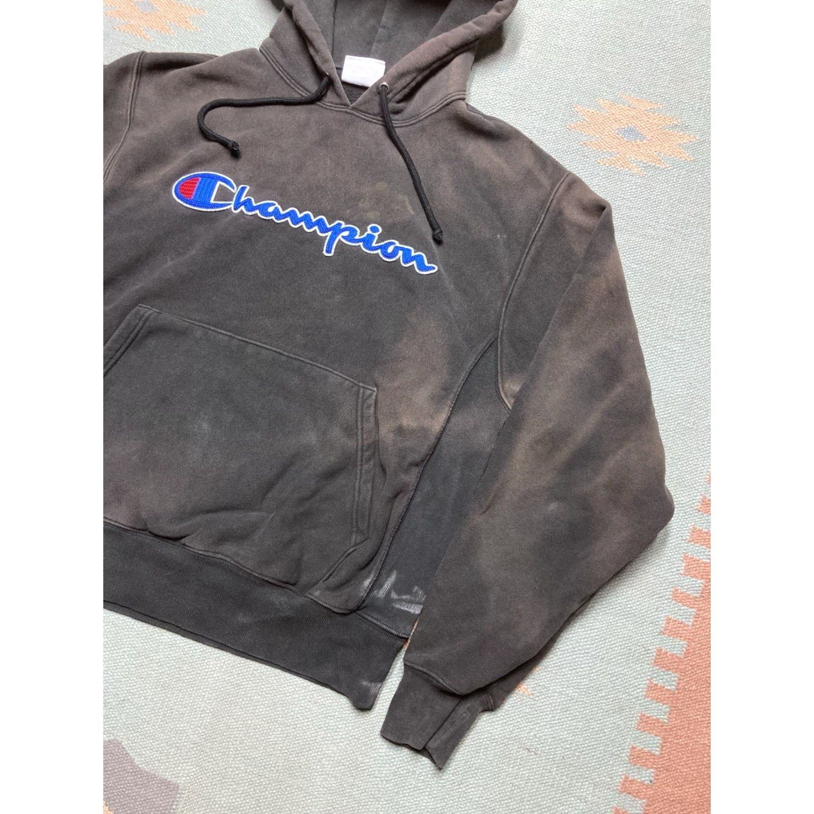 Champion VINTAGE Champion Reverse Weave Hoodie Pullover Grunge Spellout Black Medium Mens Size US M / EU 48-50 / 2 - 2 Thumbnail