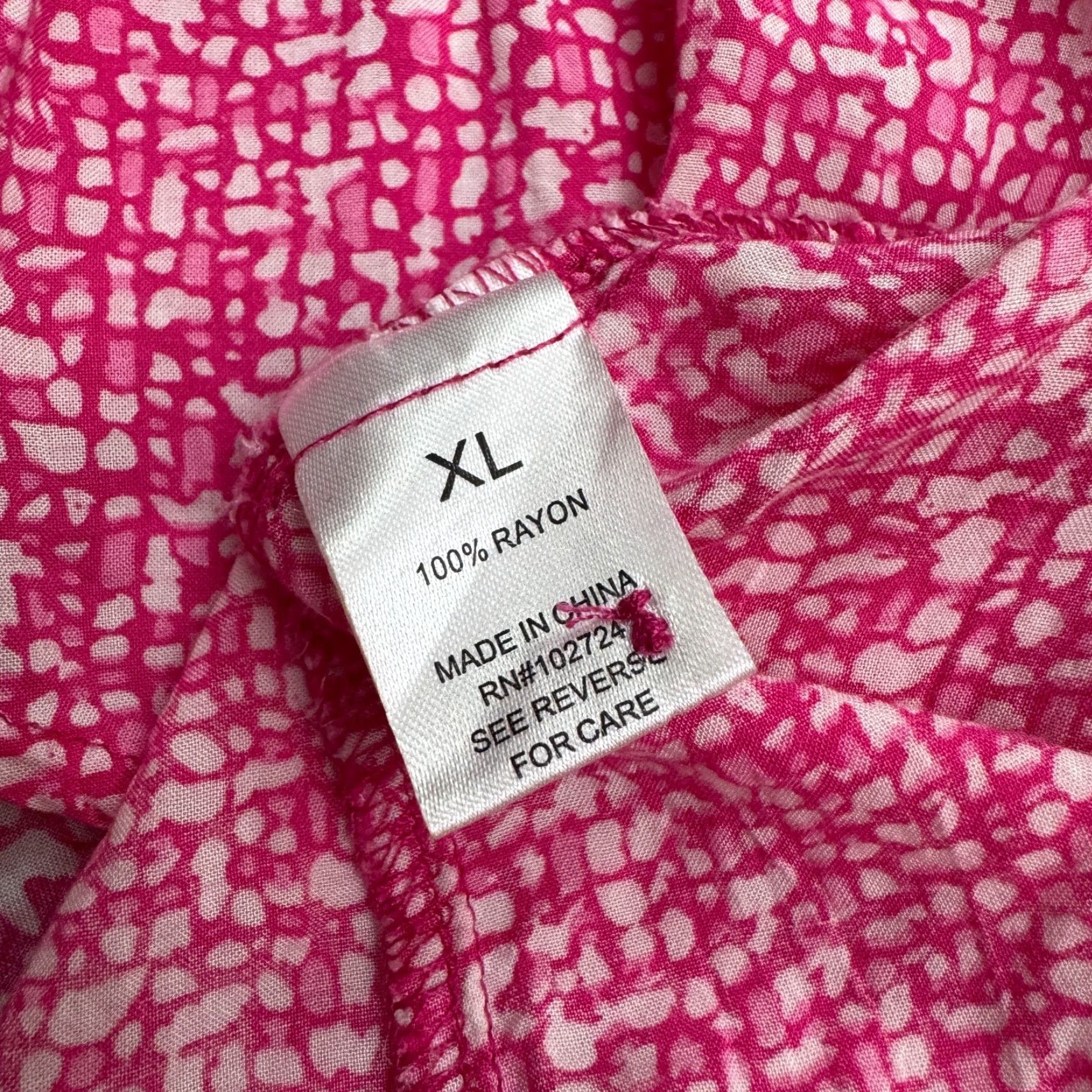 Vintage Grand & Greene Blouse Womens XL Pink Geometric V-Neck Long Sleeve Top Size XL / US 12-14 / IT 48-50 - 7 Thumbnail