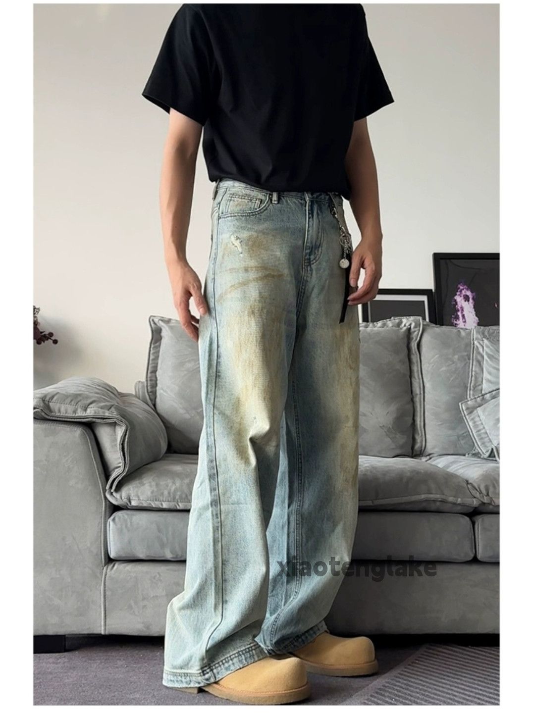 Jean × Vintage utility washed faded punk grunge stain paint jeans Size US 30 / EU 46 - 3 Thumbnail