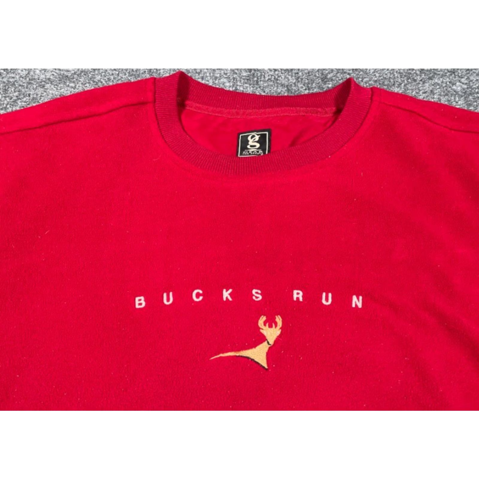 Vintage VTG Bucks Run Golf Course Fleece Sweatshirt Adult Large Red Embroidered Crew Size US L / EU 52-54 / 3 - 6 Thumbnail