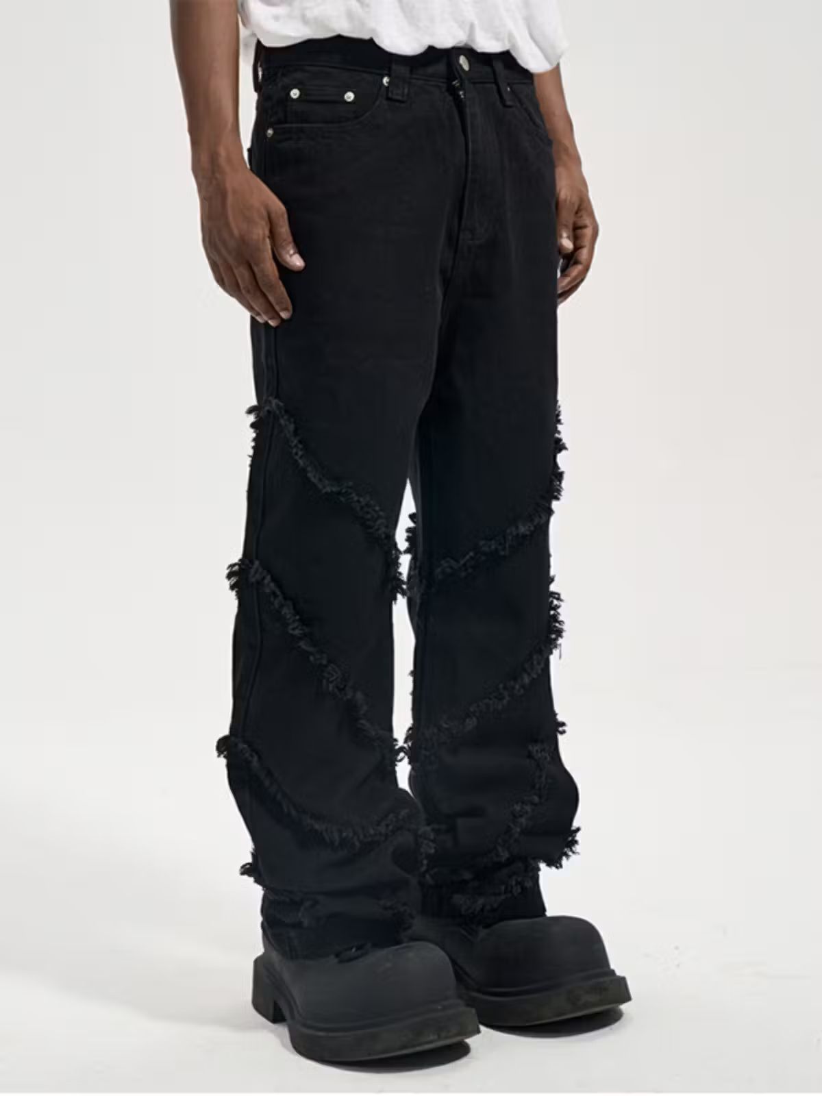 image of Vintage Faded Baggy Ripped Hiphop Damaged Pants in Black, Men's (Size 28)