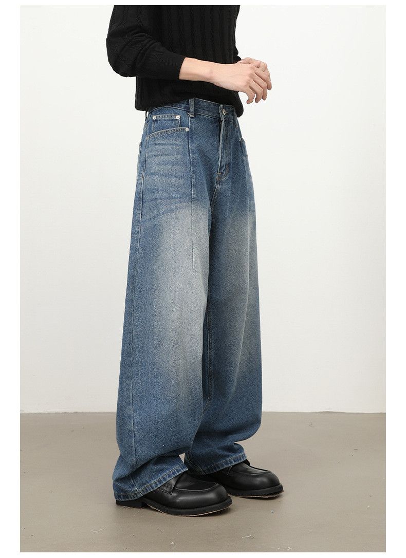 Japanese Brand American retro washed men's loose wide-leg curved jeans Size US 32 / EU 48 - 4 Thumbnail
