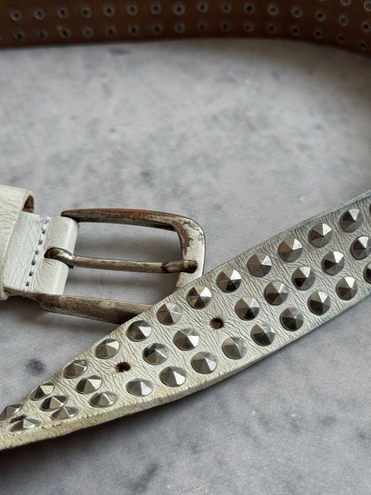 Vintage 00s Avant Garde stones Y2K Japanese style unisex leater belt Size ONE SIZE - 5 Thumbnail