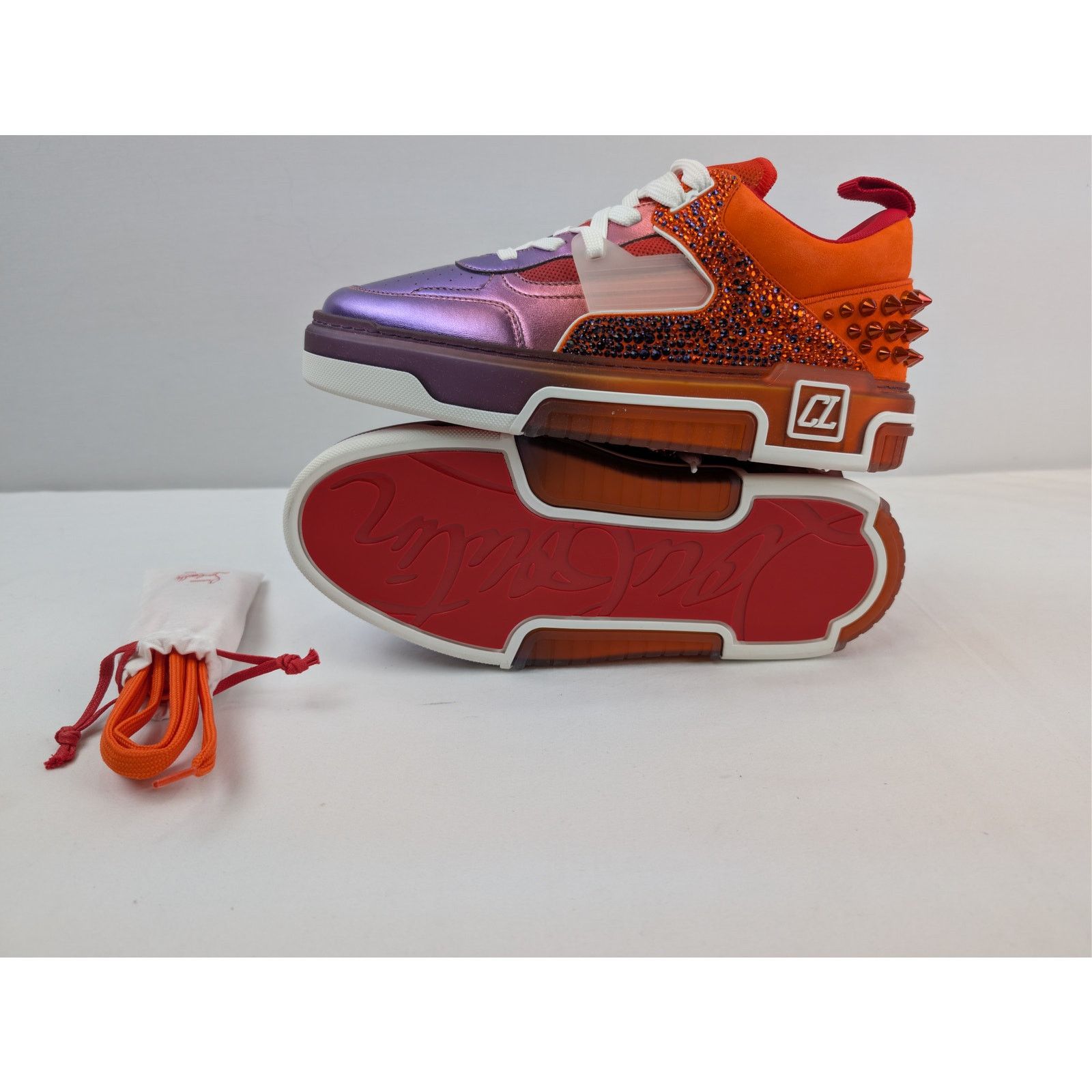 Christian Louboutin o1rshd1 Astroloubi Strass SB Flat Shoe Sneakers Multicolor Size US 12.5 / EU 45-46 - 15 Thumbnail