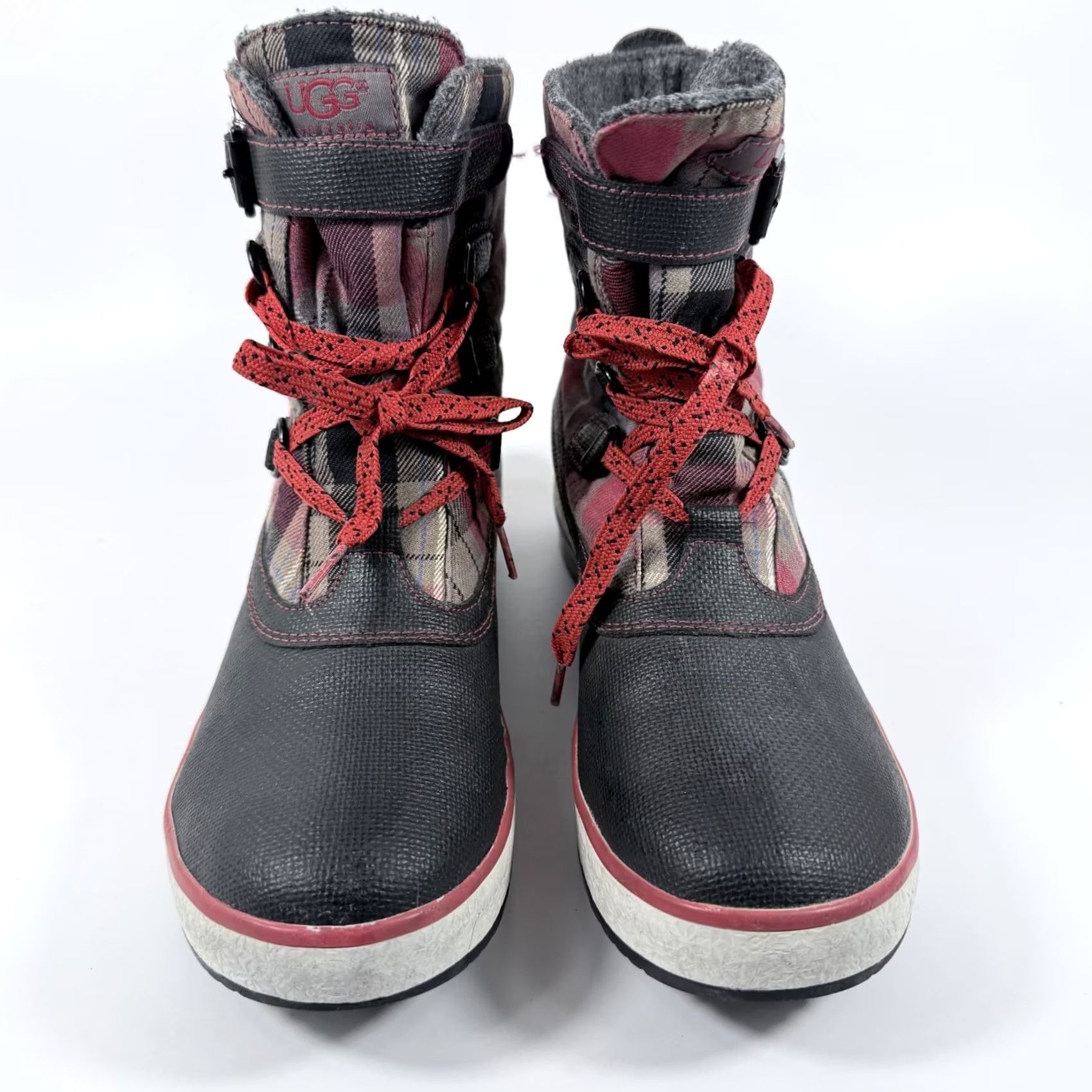 Ugg UGG Decatur Boots Women's Black/Red Plaid Waterproof Lace Up - 9 Size US 9 / IT 39 - 3 Thumbnail