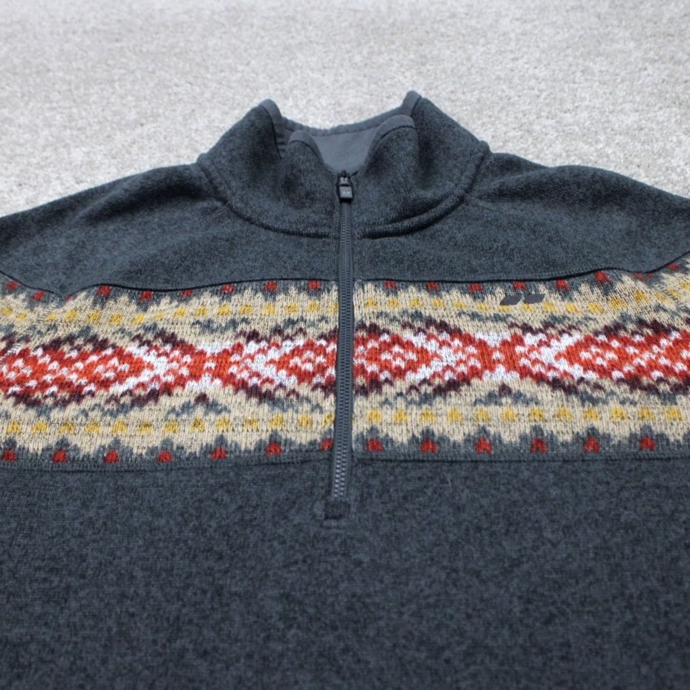 Vintage Koppen Sweater Mens Large Gray/Red/Yellow 1/4 Zip Pullover Sweatshirt Size US L / EU 52-54 / 3 - 4 Thumbnail
