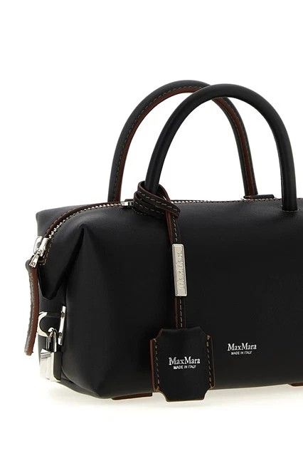 Max Mara MAX MARA Black Leather Holdall Top Handle New & Auth Size ONE SIZE - 3 Thumbnail