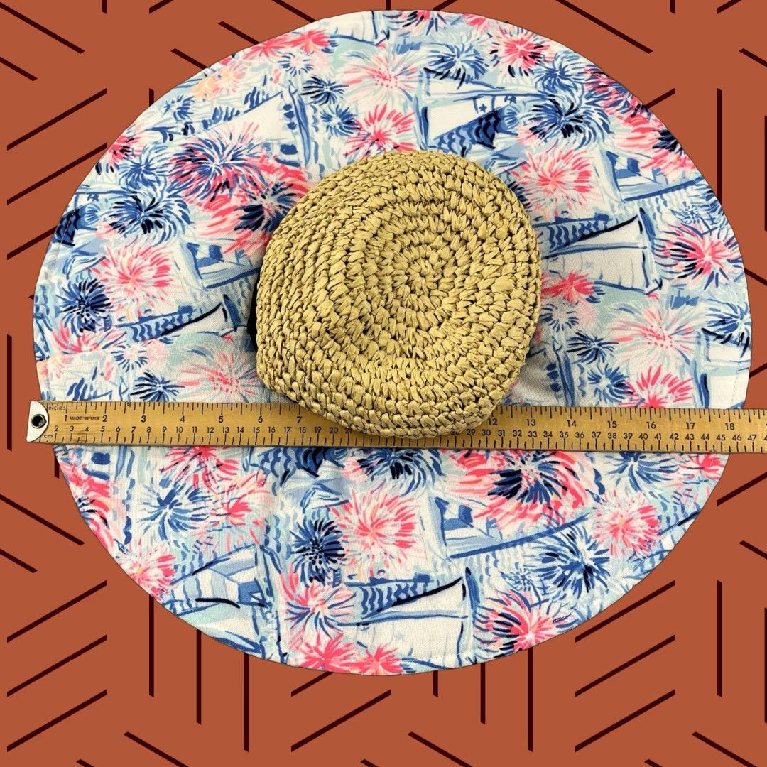 Lilly Pulitzer LILLY PULITZER Hat Straw Floppy Wide Sea to Shining Sea Floral Sun Beach Preppy Hat Size ONE SIZE - 1 Thumbnail