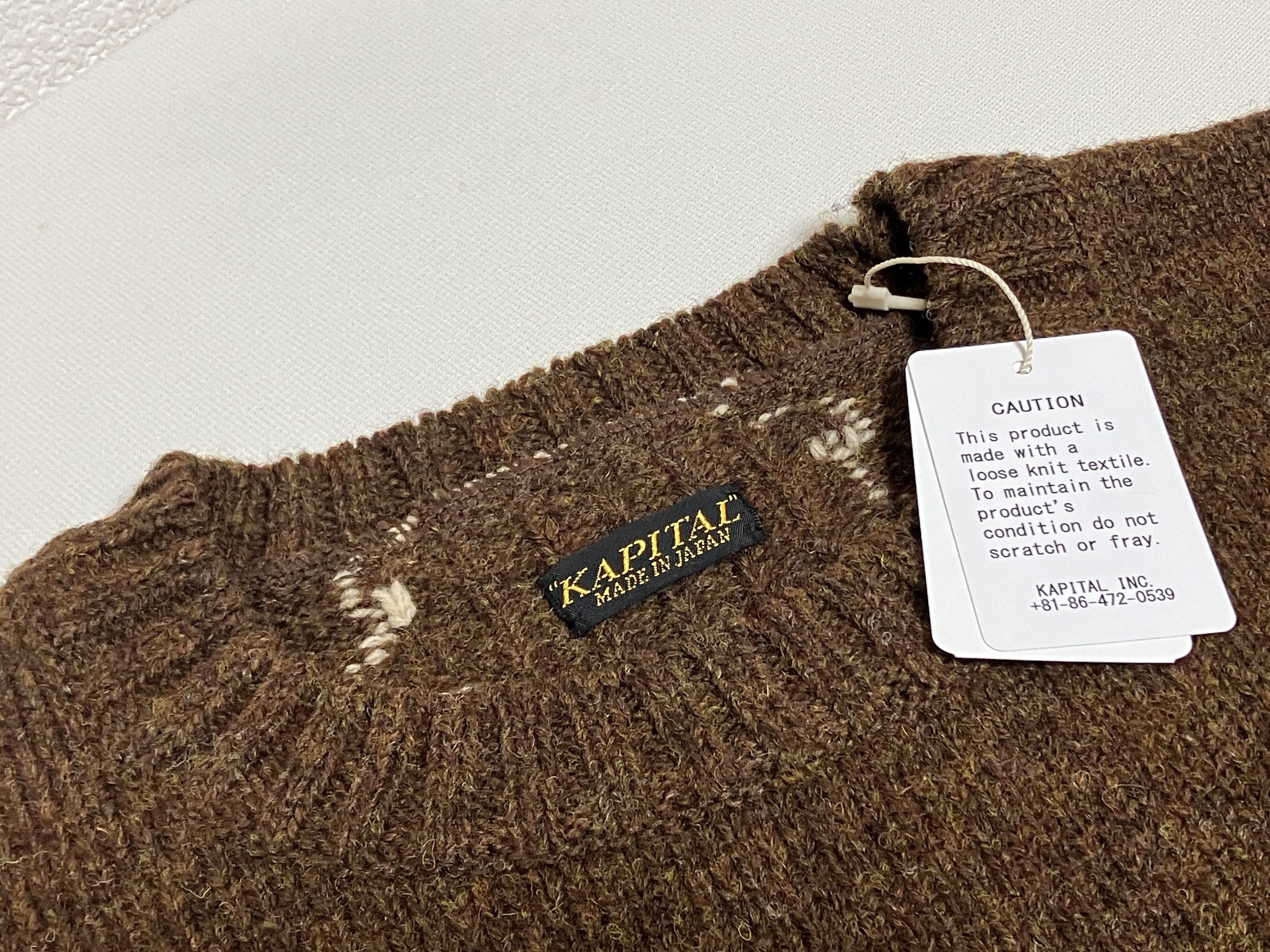 Kapital KAPITAL 5G wool bone crew sweater Skeleton brown new L Size US L / EU 52-54 / 3 - 5 Thumbnail