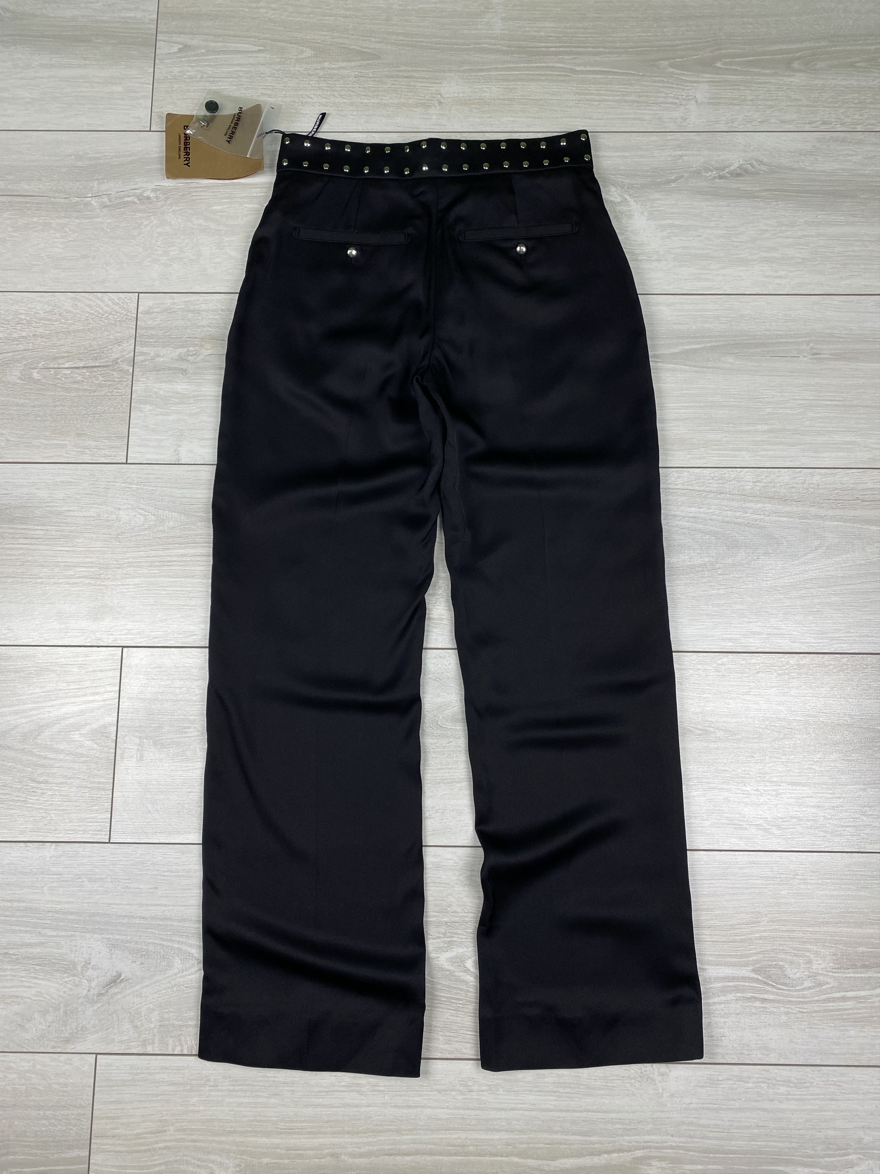 Burberry Burberry Black Silk Satin Studded Tailored Trousers pants Size 24" / US 00 / IT 34 - 8 Thumbnail
