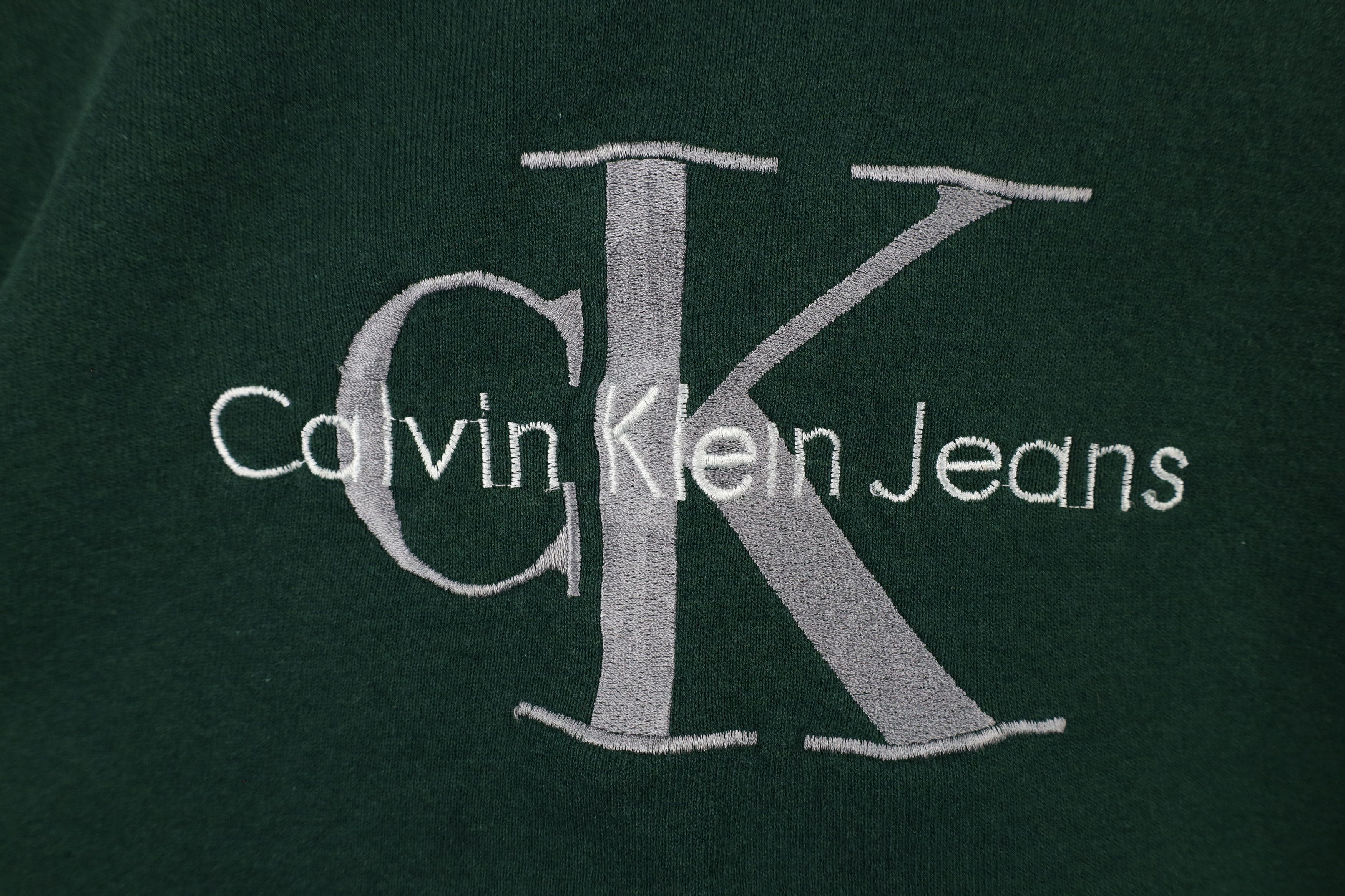 Calvin Klein × Vintage Vintage 90s Calvin Klein Jeans Spell Out Crewneck Sweatshirt Size US XL / EU 56 / 4 - 4 Thumbnail