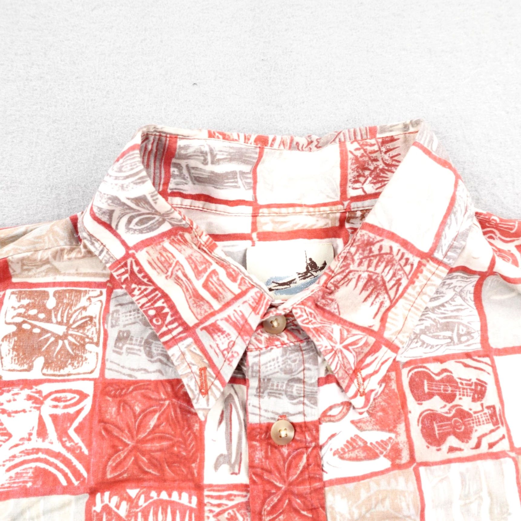 Vintage VINTAGE Kahala Shirt Men 2XL Red White Hawaiian Reverse Print Pullover Aloha Tiki Tribal Shirt Mens Size US XXL / EU 58 / 5 - 2 Thumbnail