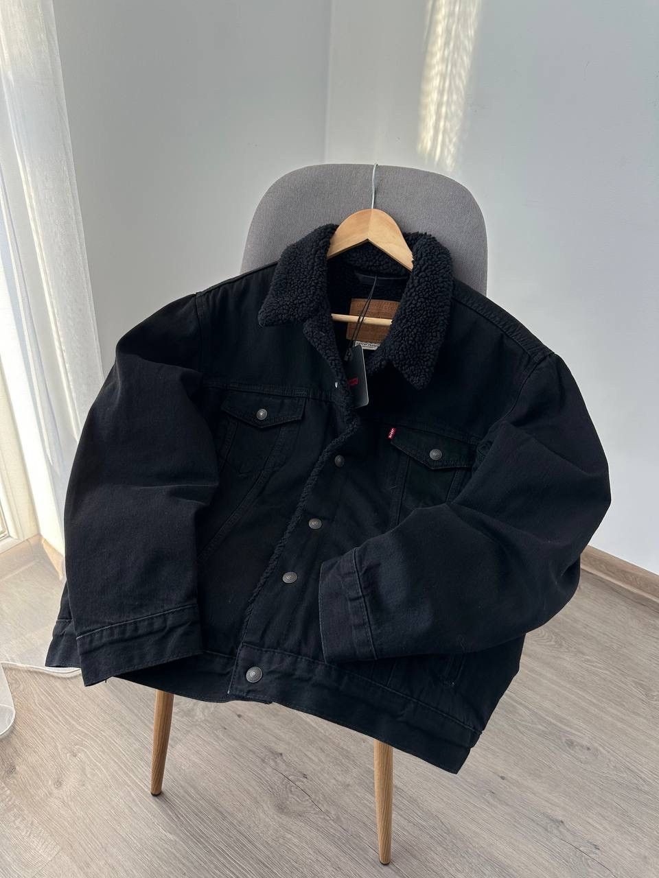 Levi's × Vintage Vintage Levi’s Black Denim Sherpa Jacket Size US L / EU 52-54 / 3 - 8 Thumbnail