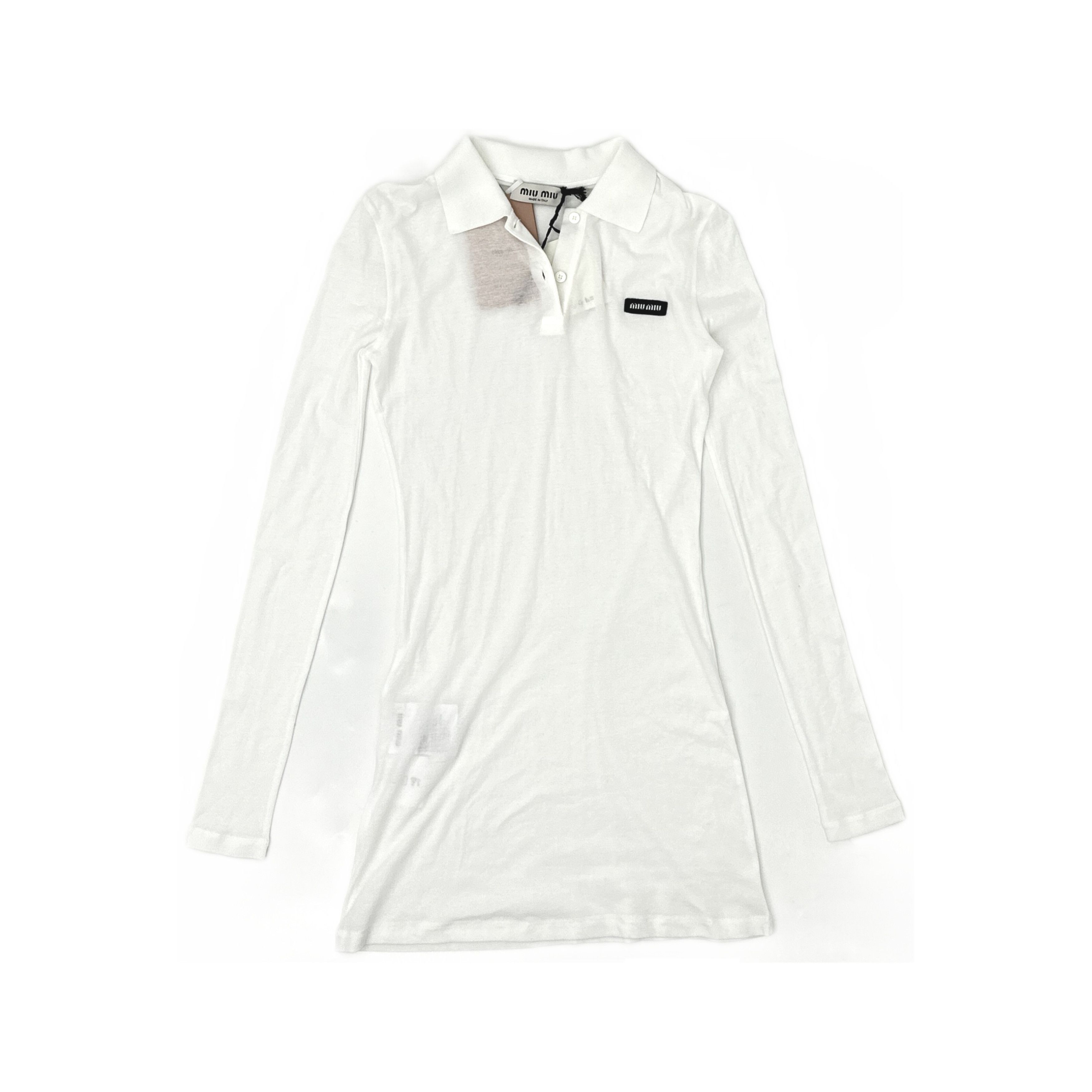 Miu Miu Miu Miu White Polo Long Sleeve Mini Dress Size S Size S / US 4 / IT 40 - 1 Thumbnail