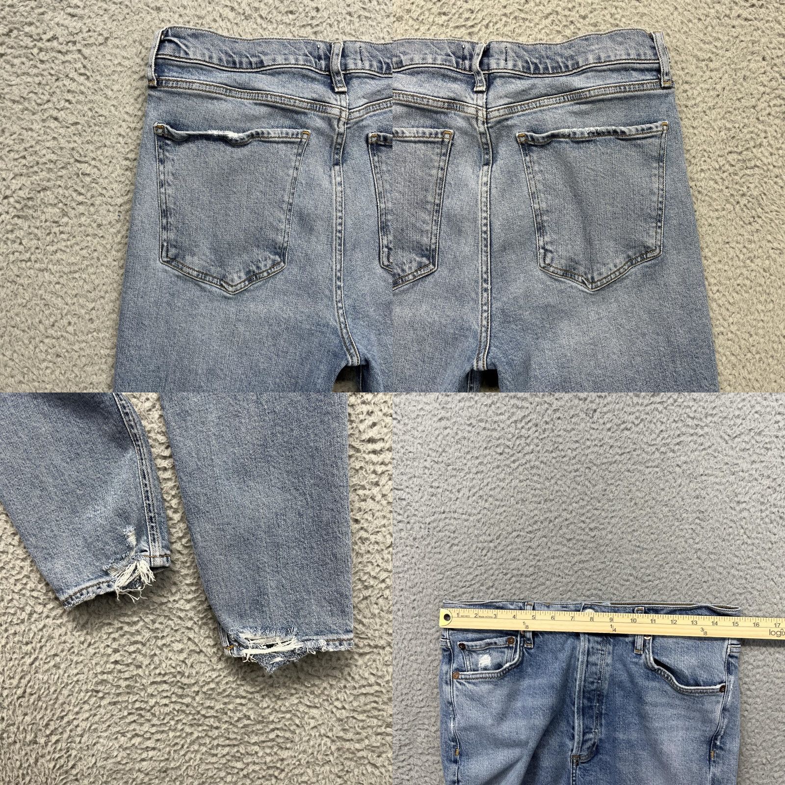 Agolde AGOLDE Nico Jeans Womens 29 Light Wash High Rise Slim Skinny Button Fly Denim Jeans Size 29" - 8 Thumbnail