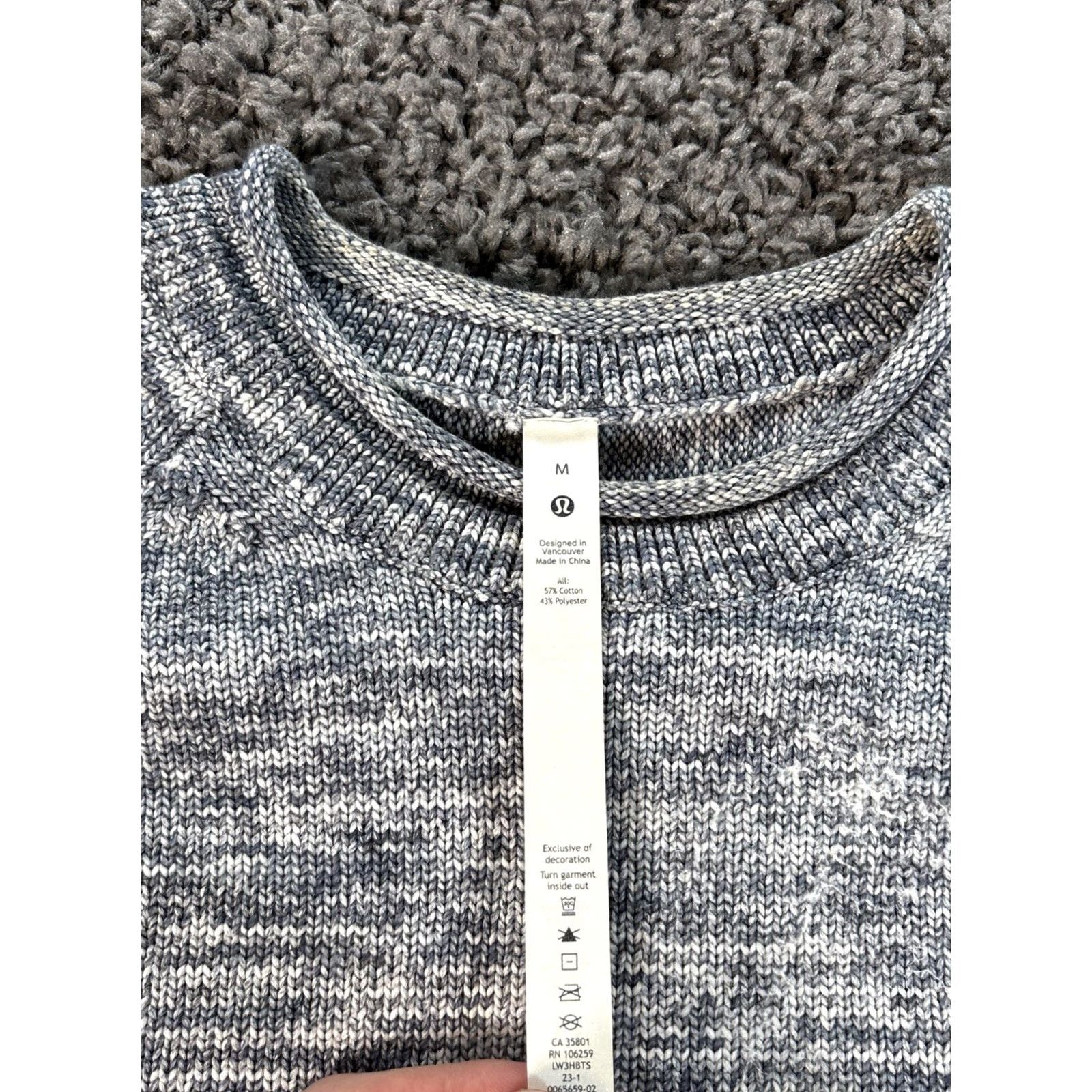 Lululemon Lululemon Sweater Mens M Gray Textured Knit Crew Neck Pullover Stretch Regular Knit Logo Casual Long Sleeve Size US M / EU 48-50 / 2 - 4 Thumbnail