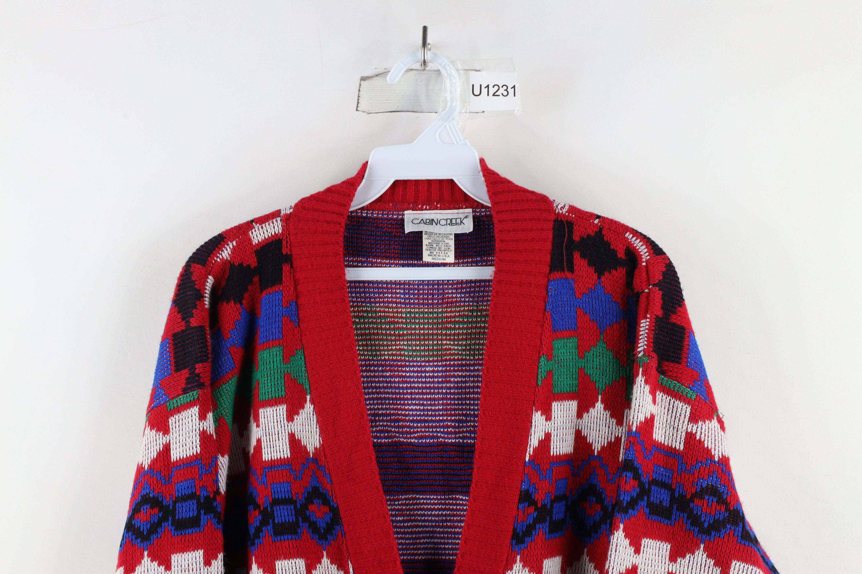Vintage Vintage 90s Streetwear Geometric Knit Cardigan Sweater USA Size M / US 6-8 / IT 42-44 - 2 Thumbnail