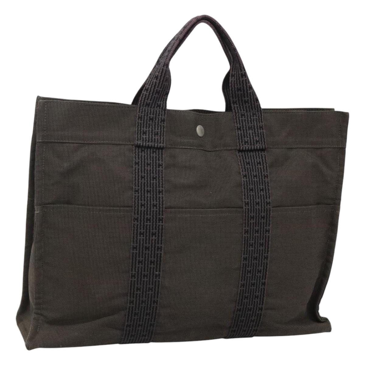 Hermes Her Line Mm Tote Bag Canvas Gray Silver Auth Bs24609 in Gray/Silver, Women's