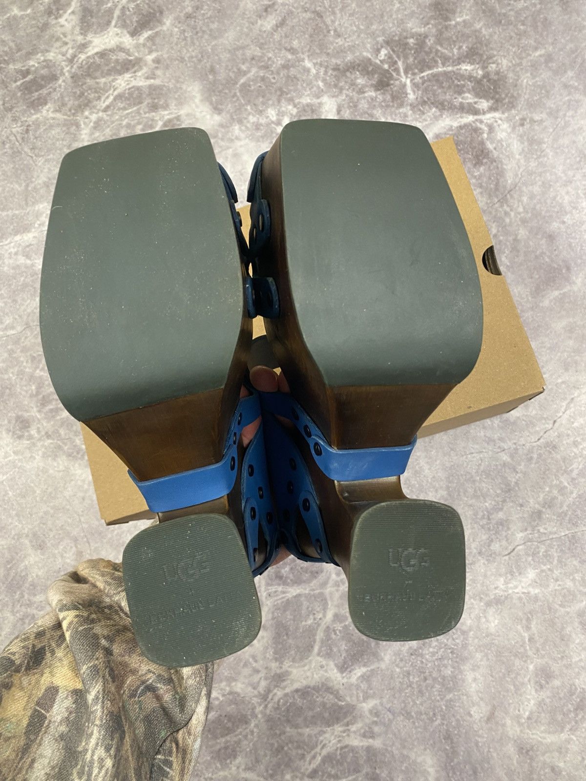 Eckhaus Latta Ugg x Eckhaus Latta Wooden Platform Clogs Blue Leather Upper Size US 8 / IT 38 - 10 Thumbnail