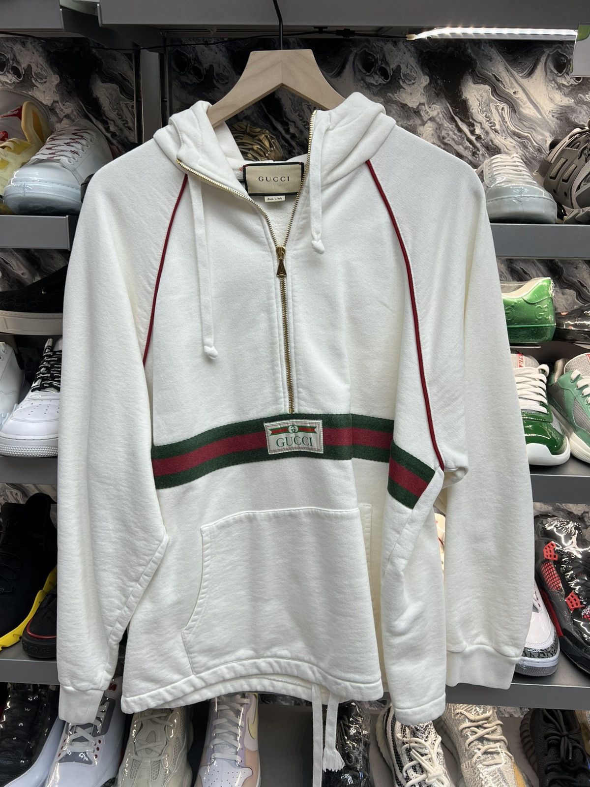Gucci Gucci White Stripe PullOver Hoodie Size US XL / EU 56 / 4 - 1 Thumbnail
