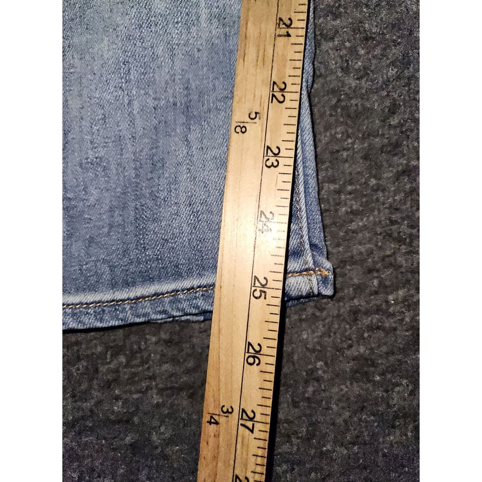 Vintage BKE Stella Cropped Jeans Women's 29 Low Rise Blue Stretch Distressed Preppy Logo Embroidered Button Inseam 25 Denim Size 29" - 5 Thumbnail