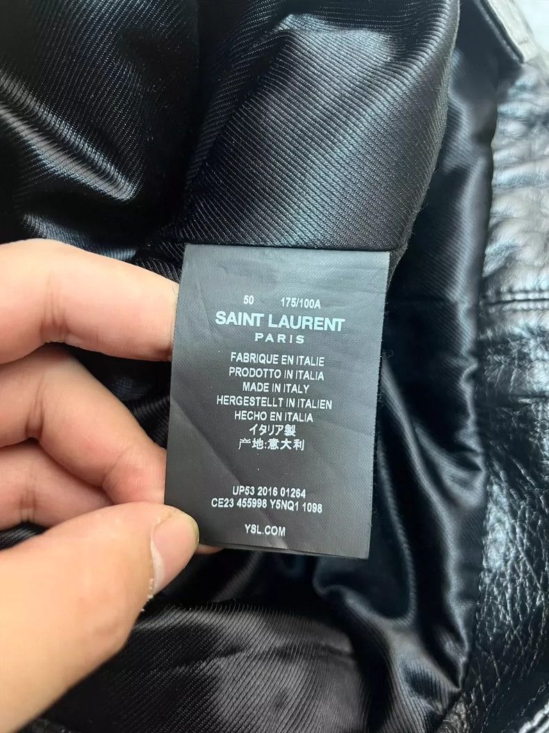 Saint Laurent Paris Saint Laurent Black Leather Jacket with Design-2506 Size US L / EU 52-54 / 3 - 4 Thumbnail