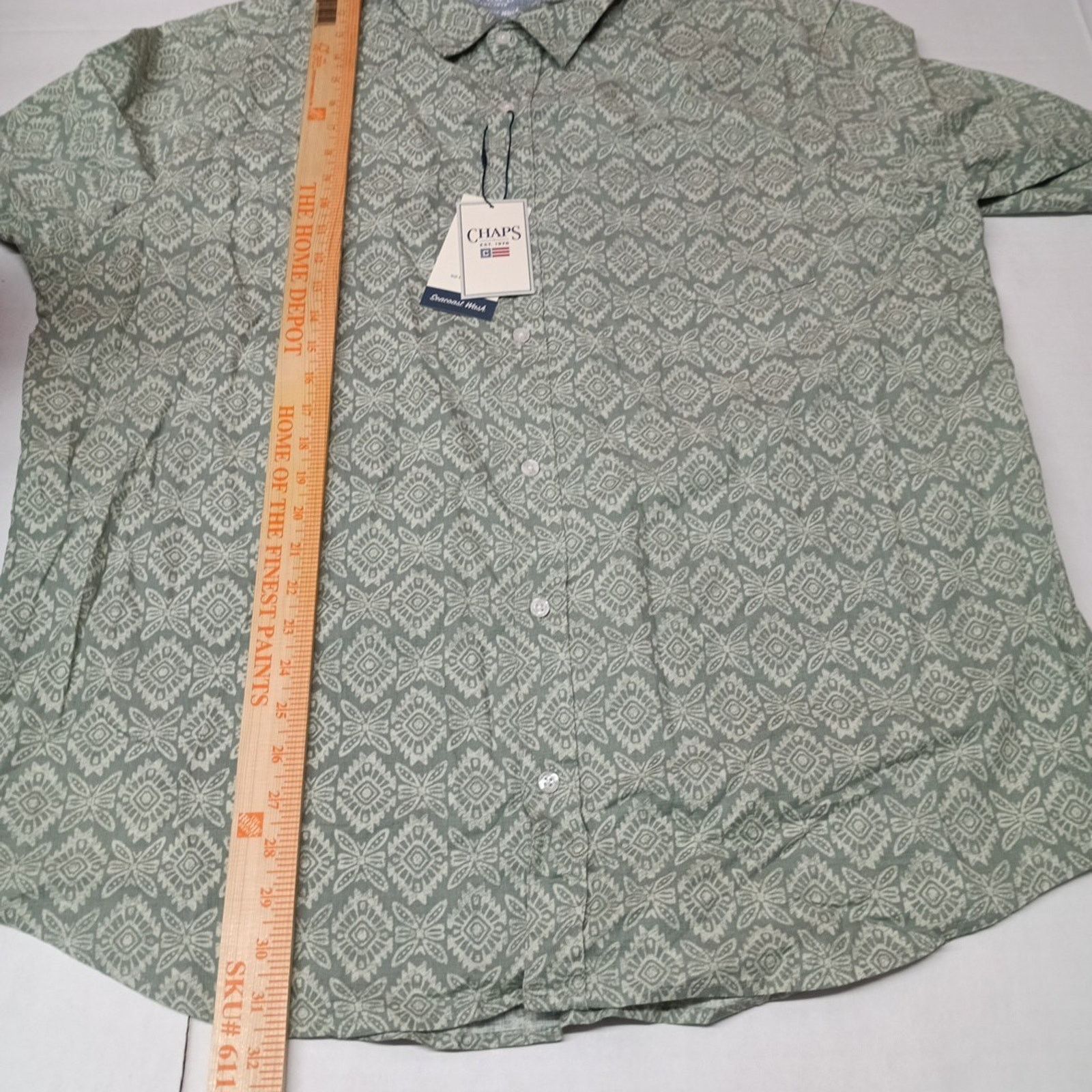 Chaps Chaps Seacoast Wash Chambray Shirt Men 2XL Green Aztec Print Size US XXL / EU 58 / 5 - 5 Thumbnail