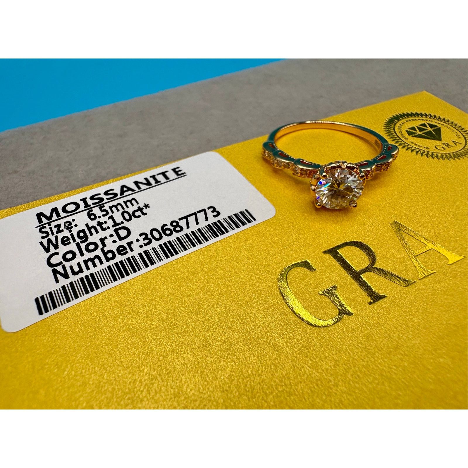 Jewelry 1CTW Moissanite Ring 14k Vermeil 925 Sterling Silver Sz 7 Size ONE SIZE - 8 Thumbnail