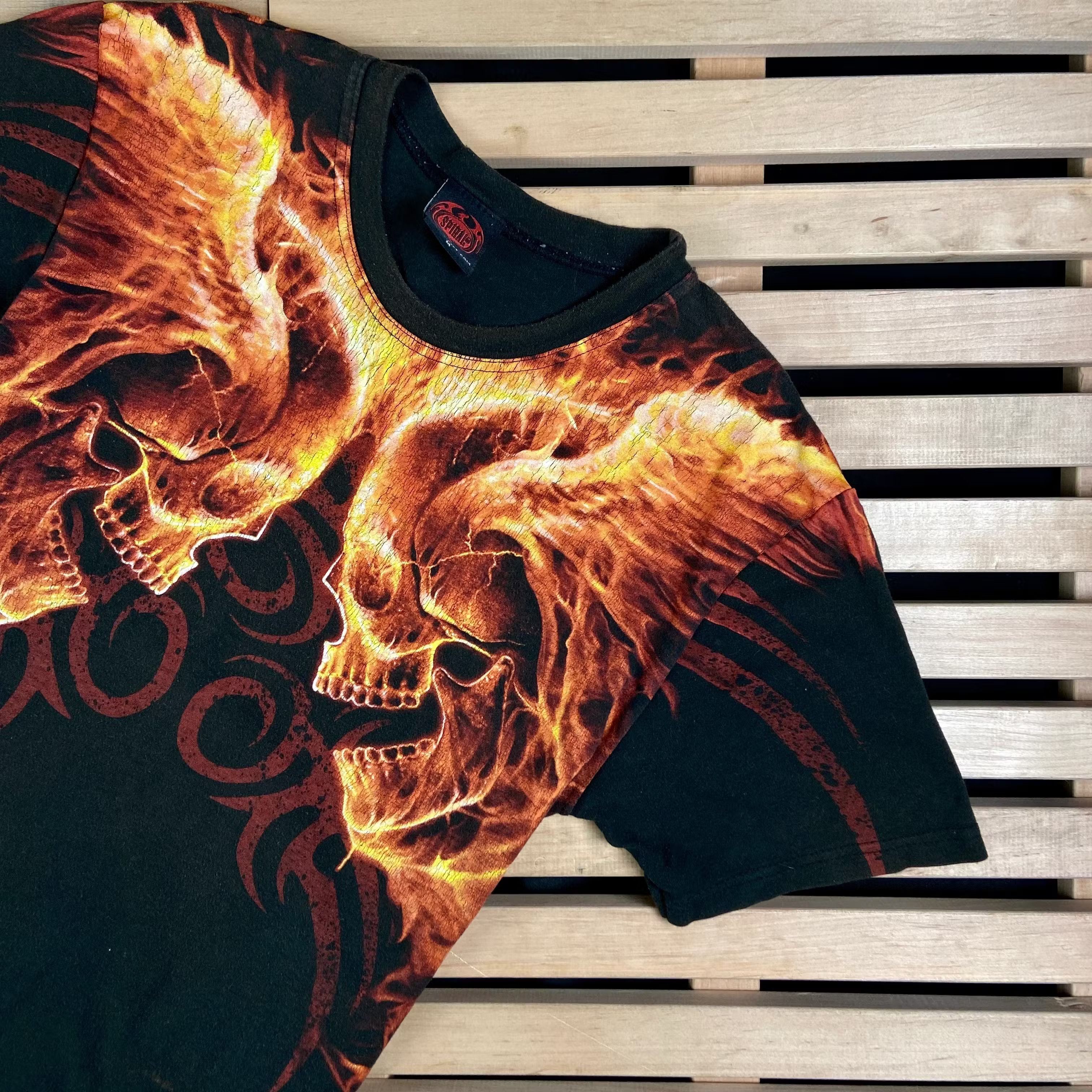 Band Tees × Vintage Mens Vintage T Shirt Spiral Skulls Size M Back Print Size US M / EU 48-50 / 2 - 2 Thumbnail