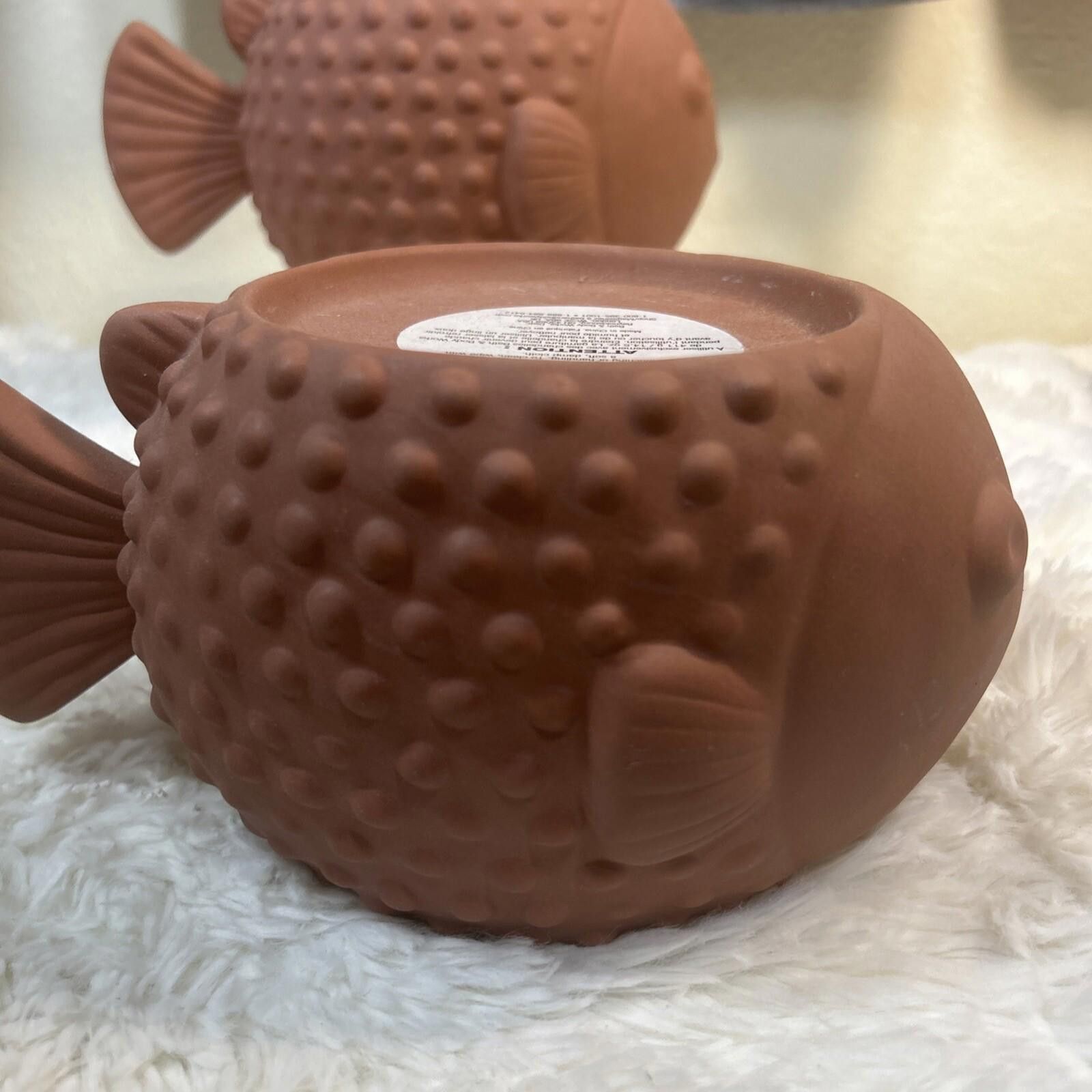 Designer Bath & Body Works Terra Cotta PUFFER FISH 3-Wick Holders (2) Size ONE SIZE - 5 Thumbnail