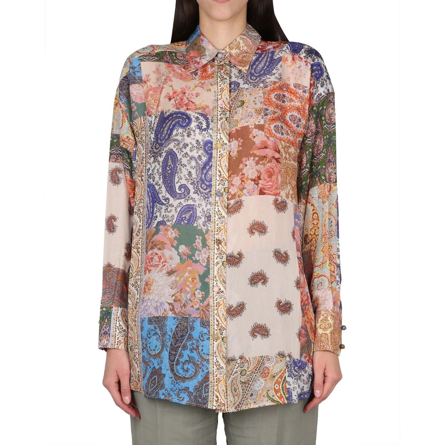 Zimmermann o1s22i1n1024 Devi Manstyle Silk Shirt in Multicolor Size M / US 6-8 / IT 42-44 - 2 Thumbnail