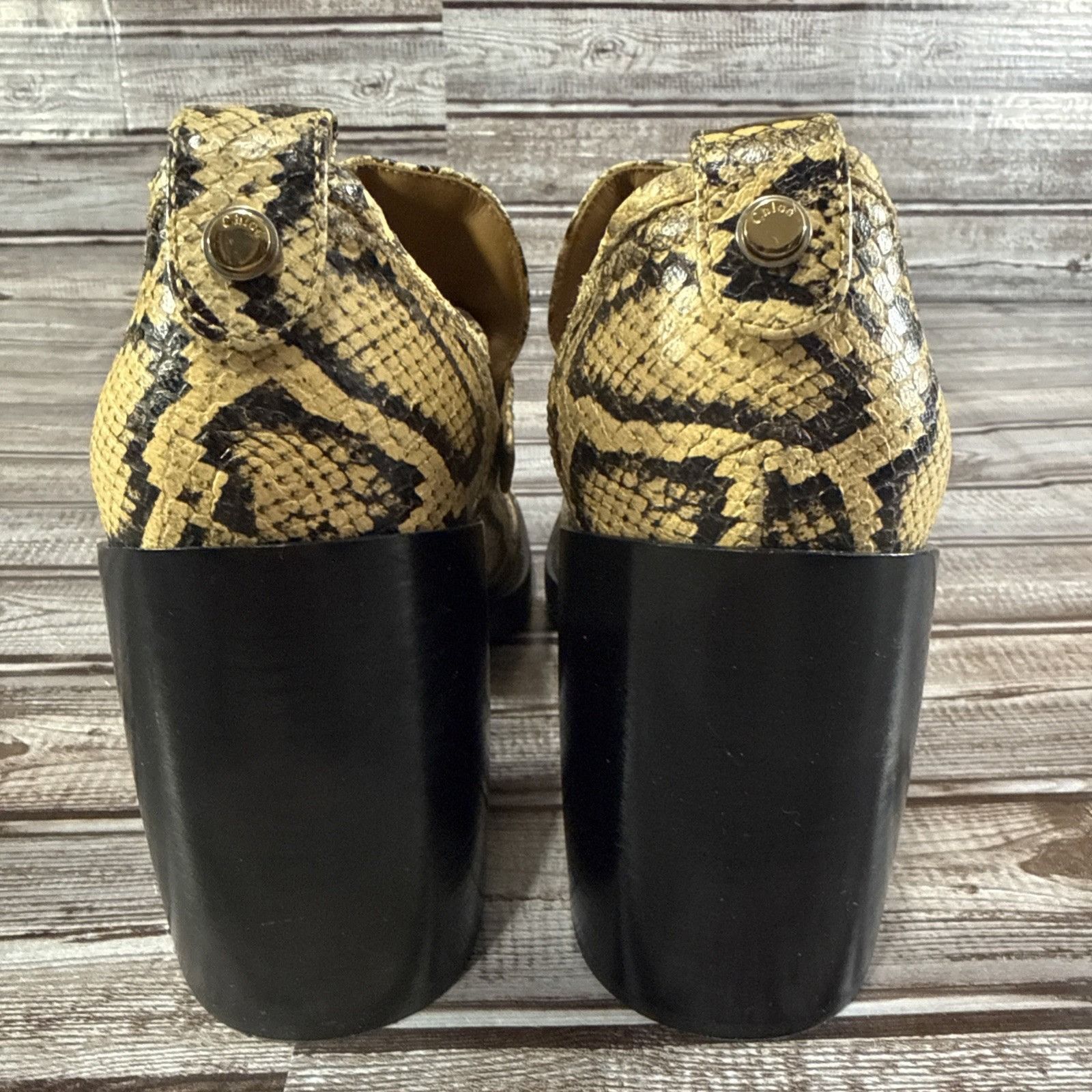 Chloe Chloe Python Pattern Leather Loafer Heel Sz EU 39.5 US 9.5 B Size US 9.5 / IT 39.5 - 4 Thumbnail