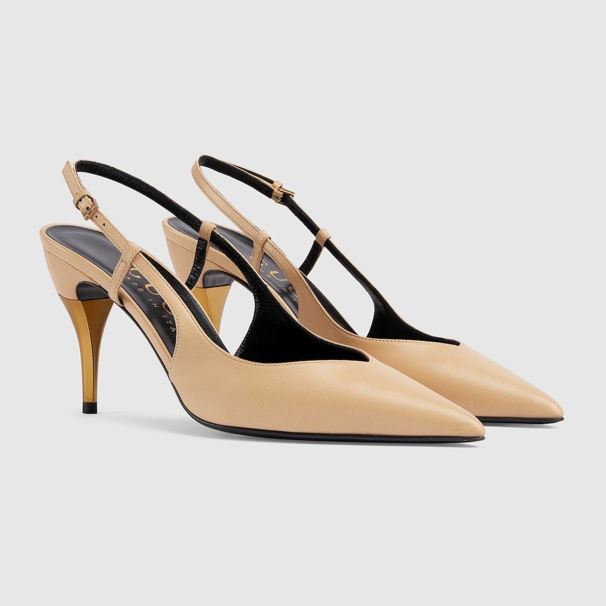 Gucci o1s1wg110225 Women's Slingback Heeled Pumps in Beige Size US 9.5 / IT 39.5 - 2 Thumbnail