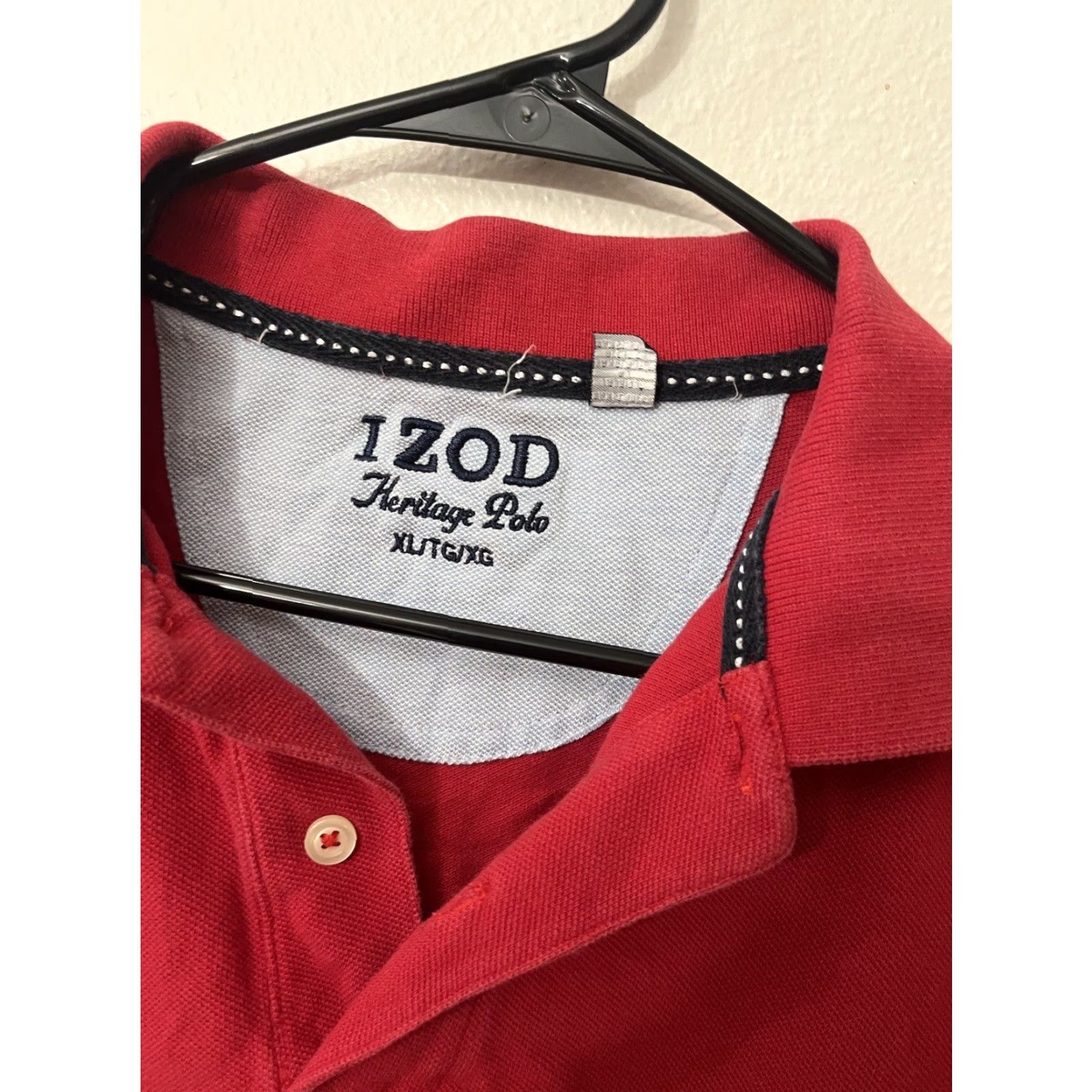Izod VINTAGE IZOD Polo Mens XL Golf Short Sleeve Red Outdoors Hiking Logo Size US XL / EU 56 / 4 - 3 Thumbnail