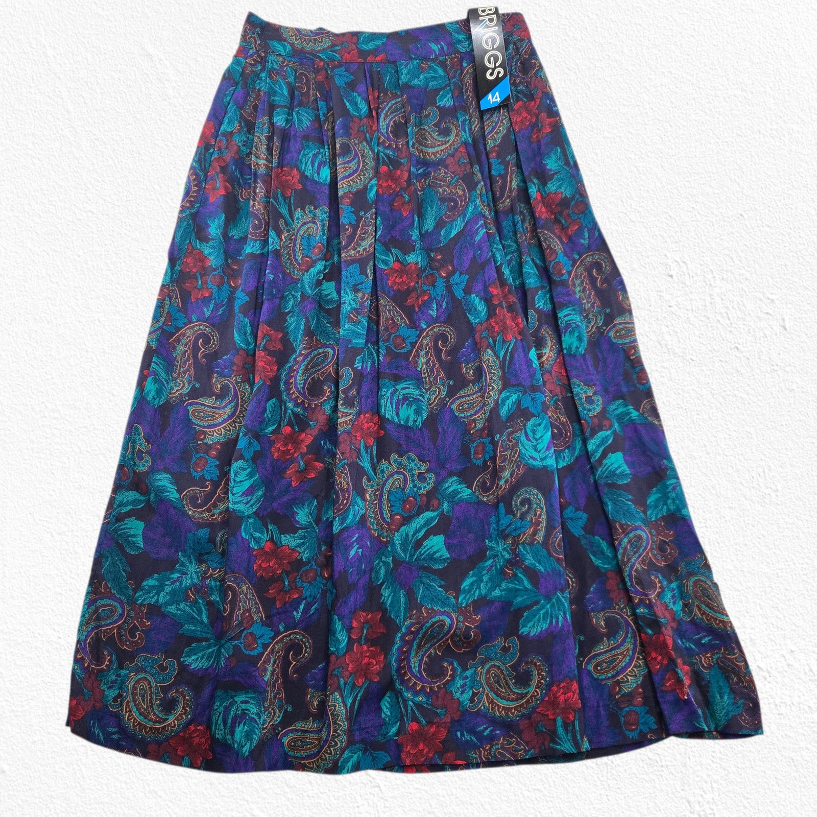 Vintage 90s Briggs Rayon Midi Skirt Dark Academia Size 14 Size 36" / US 14 / IT 50 - 2 Thumbnail