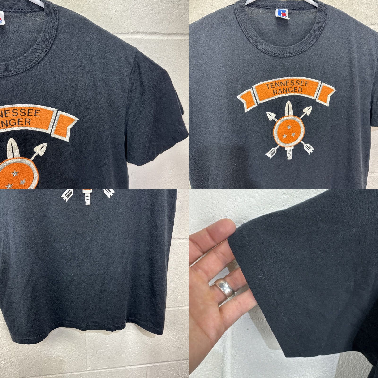Russell Athletic VINTAGE Russell Athletic T-Shirt Unisex Adults Crew Neck Short Sleeve Black 80s 90s Grunge Military Retro 25th Anniversary Size US L / EU 52-54 / 3 - 8 Thumbnail
