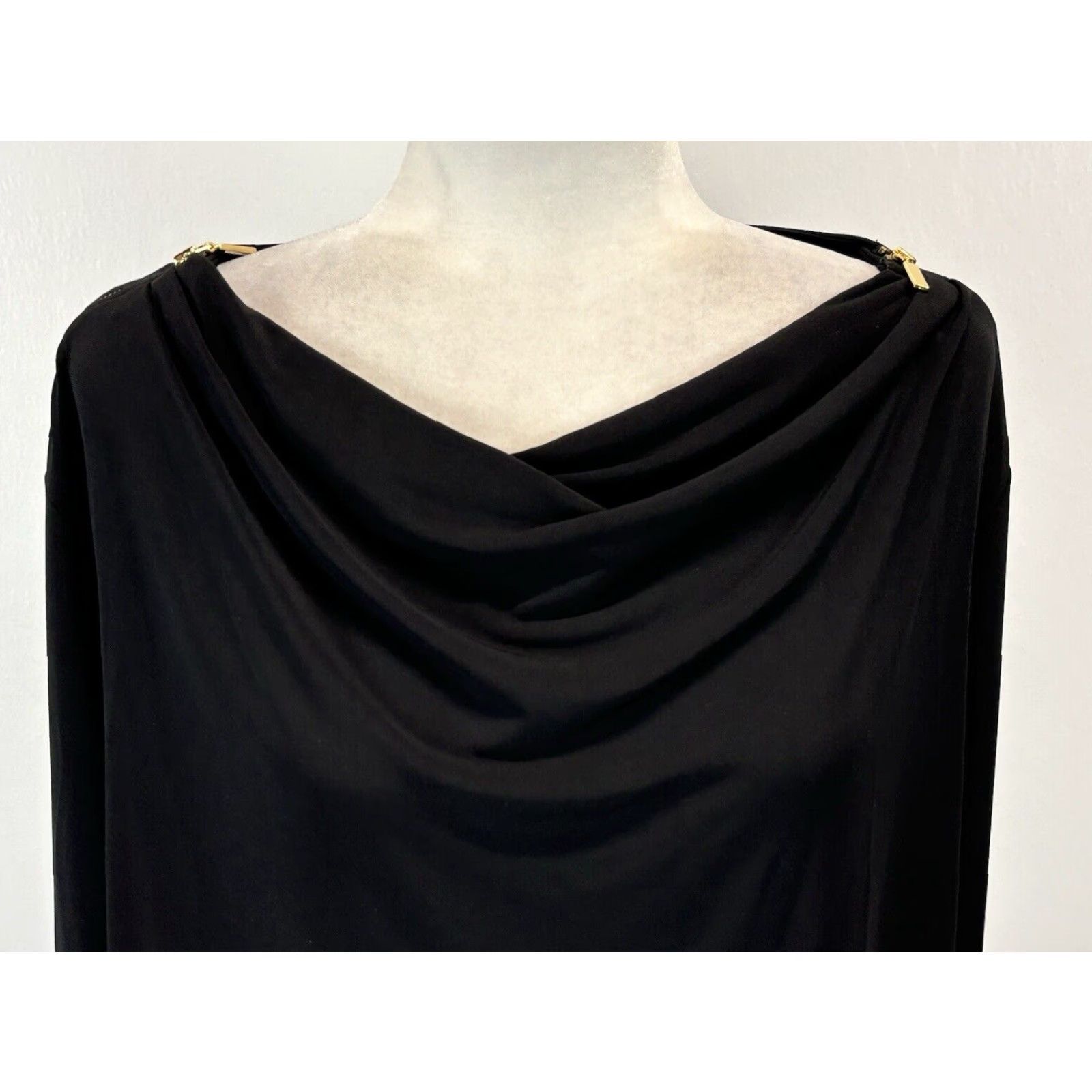 Vintage Chicos Draped Long Sleeve Top Tunic Sz 3 US X-Large Black Slinky Size XL / US 12-14 / IT 48-50 - 5 Thumbnail