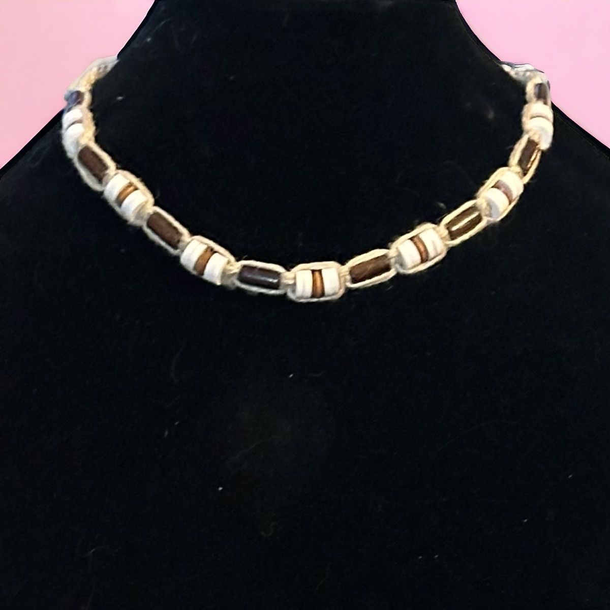 Vintage Vintage woven bead hemp necklace Size ONE SIZE - 1 Thumbnail