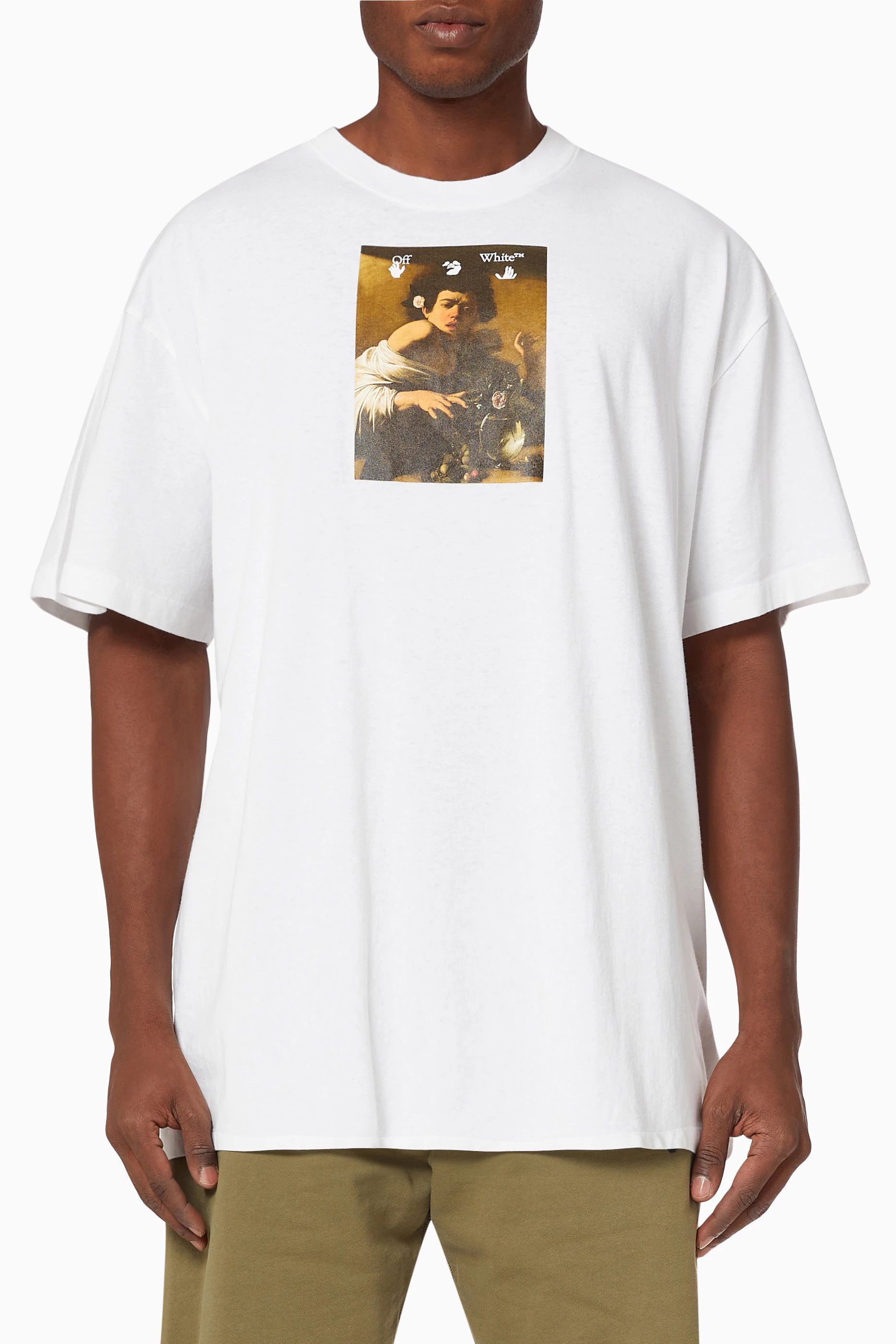 Off-White White Caravaggio Boy Oversized T-Shirt Size US M / EU 48-50 / 2 - 2 Thumbnail