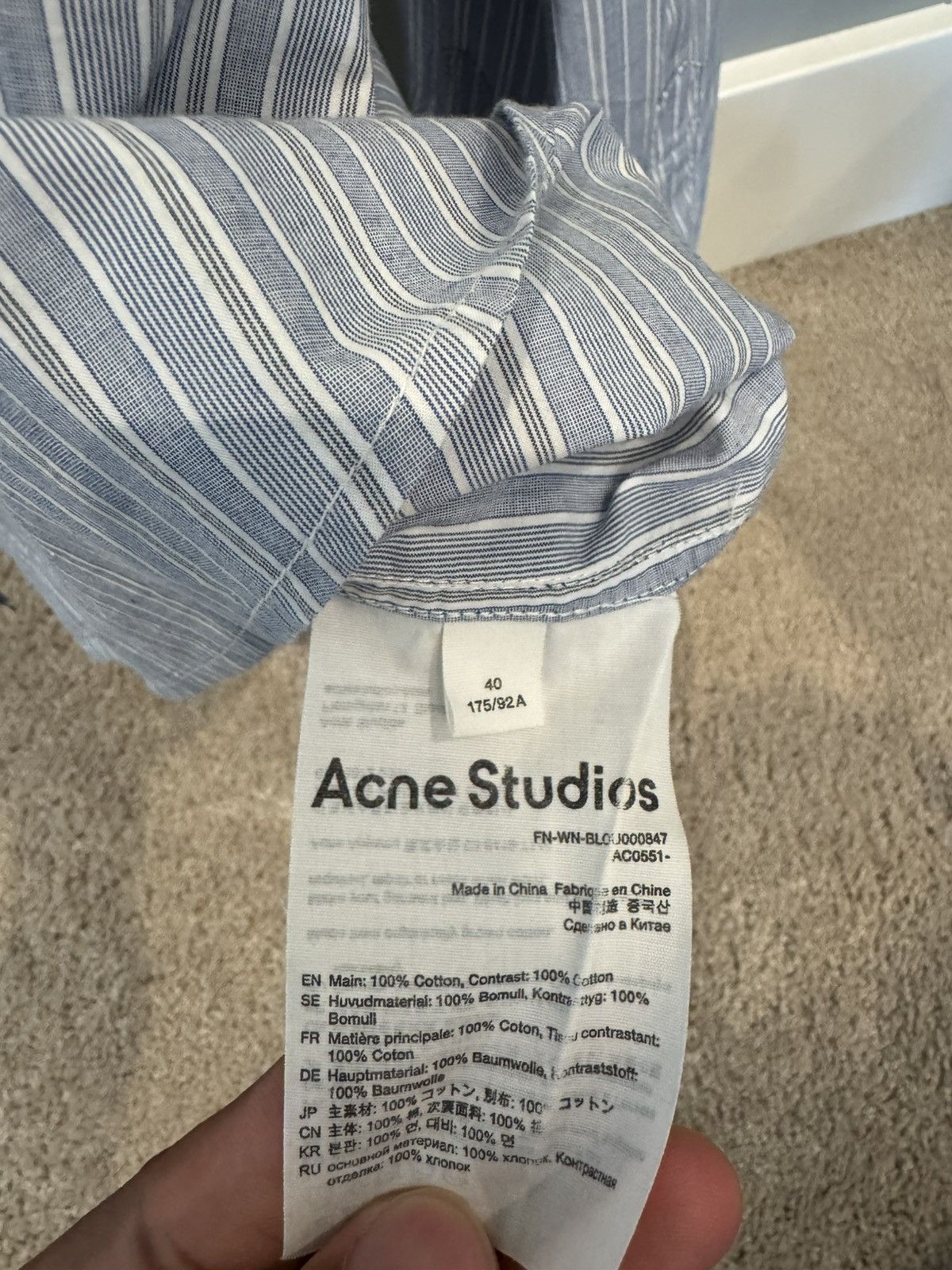 Acne Studios Acne Studios Stripe Button-up Shirt Size US L / EU 52-54 / 3 - 5 Thumbnail