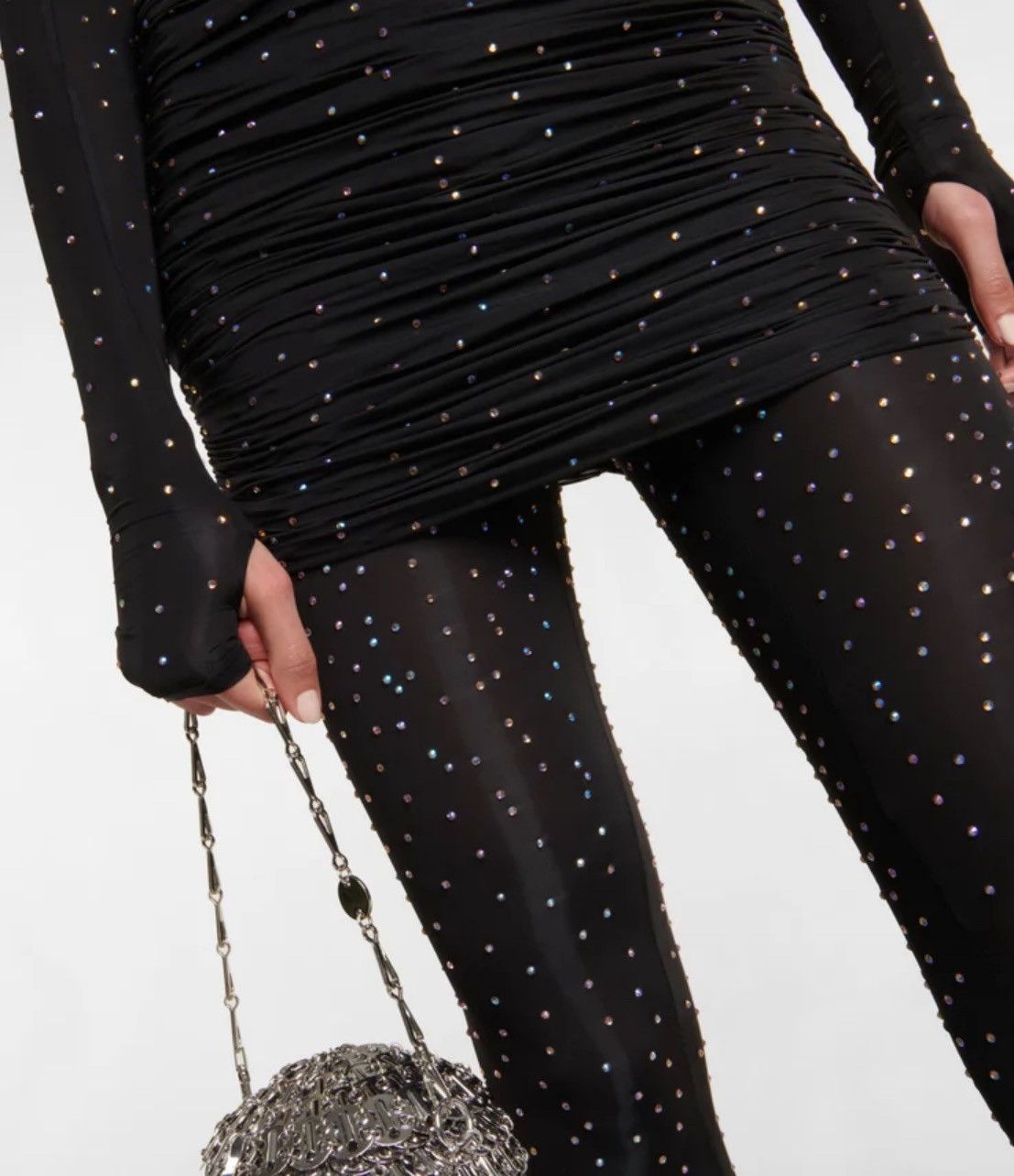 Alex Perry ALEX PERRY Crystal-embellished tights Size 27" / US 4 / IT 40 - 2 Thumbnail