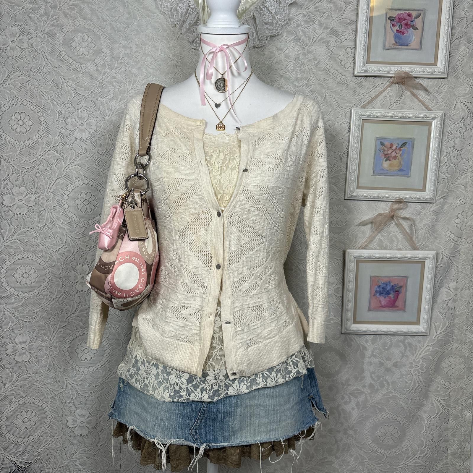 American Eagle Outfitters y2k cotton cottage core cozy cardigan Size XL / US 12-14 / IT 48-50 - 1 Thumbnail