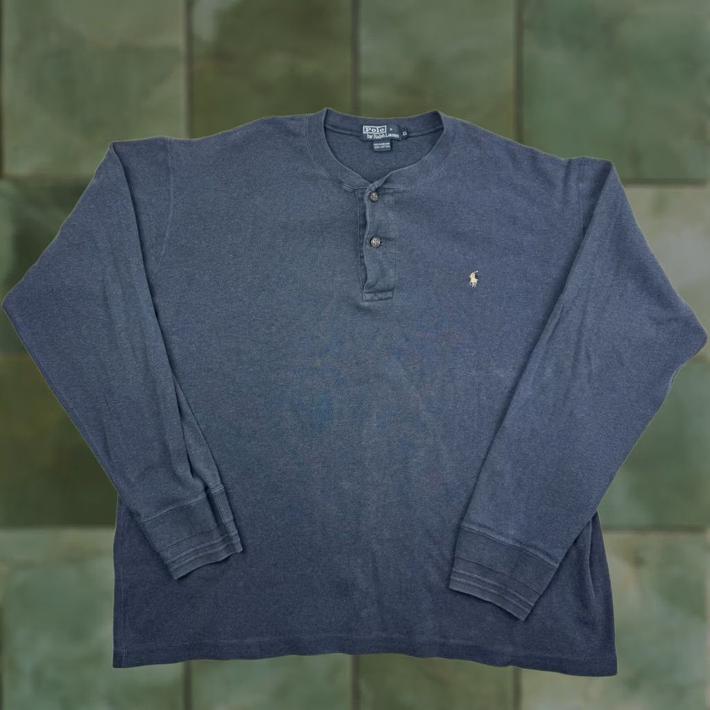 Polo Ralph Lauren VINTAGE Polo Ralph Lauren Henley Shirt Adult XL Long Sleeve Blue 90s Mens Size US XL / EU 56 / 4 - 1 Thumbnail