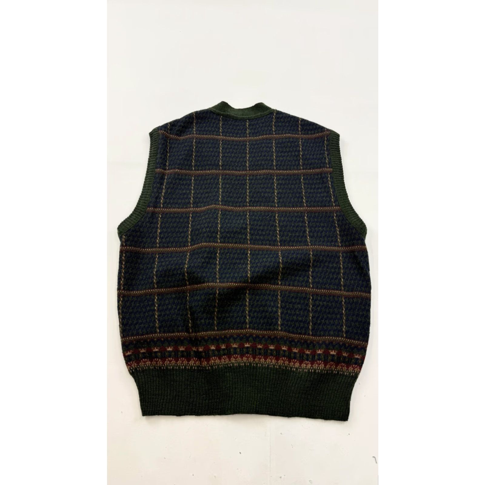 Vintage VINTAGE John Ashford Sweater Vest Mens Medium Blue Check Knit V-Neck Made In Italy Size US M / EU 48-50 / 2 - 6 Thumbnail