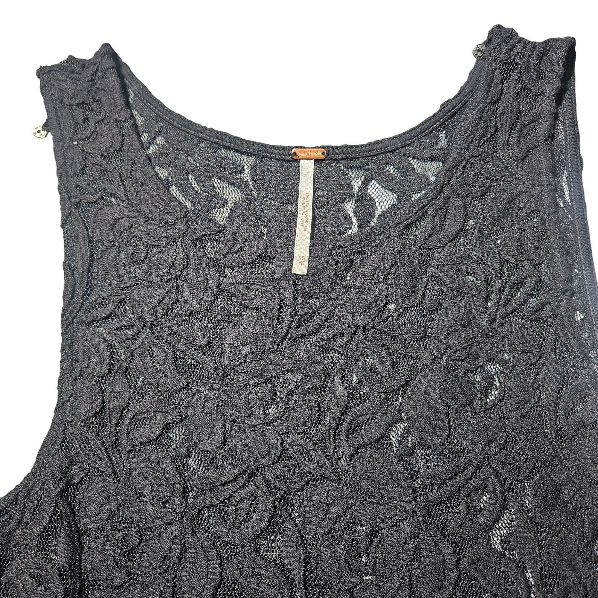 Sheer Free People XS Women Black Lace Mini Dress Whimsygoth